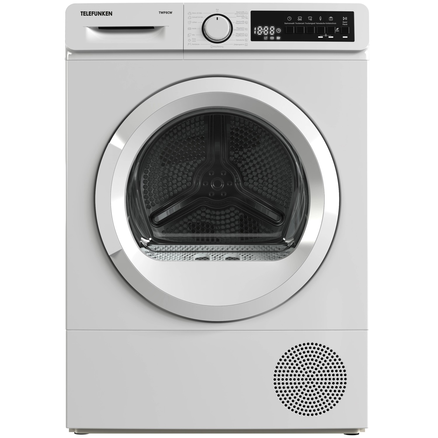 Telefunken Wärmepumpentrockner für 8 kg Wäsche Trockner Frontlader Wäschetrockner mit Knitterschutz Leise TWP8CW