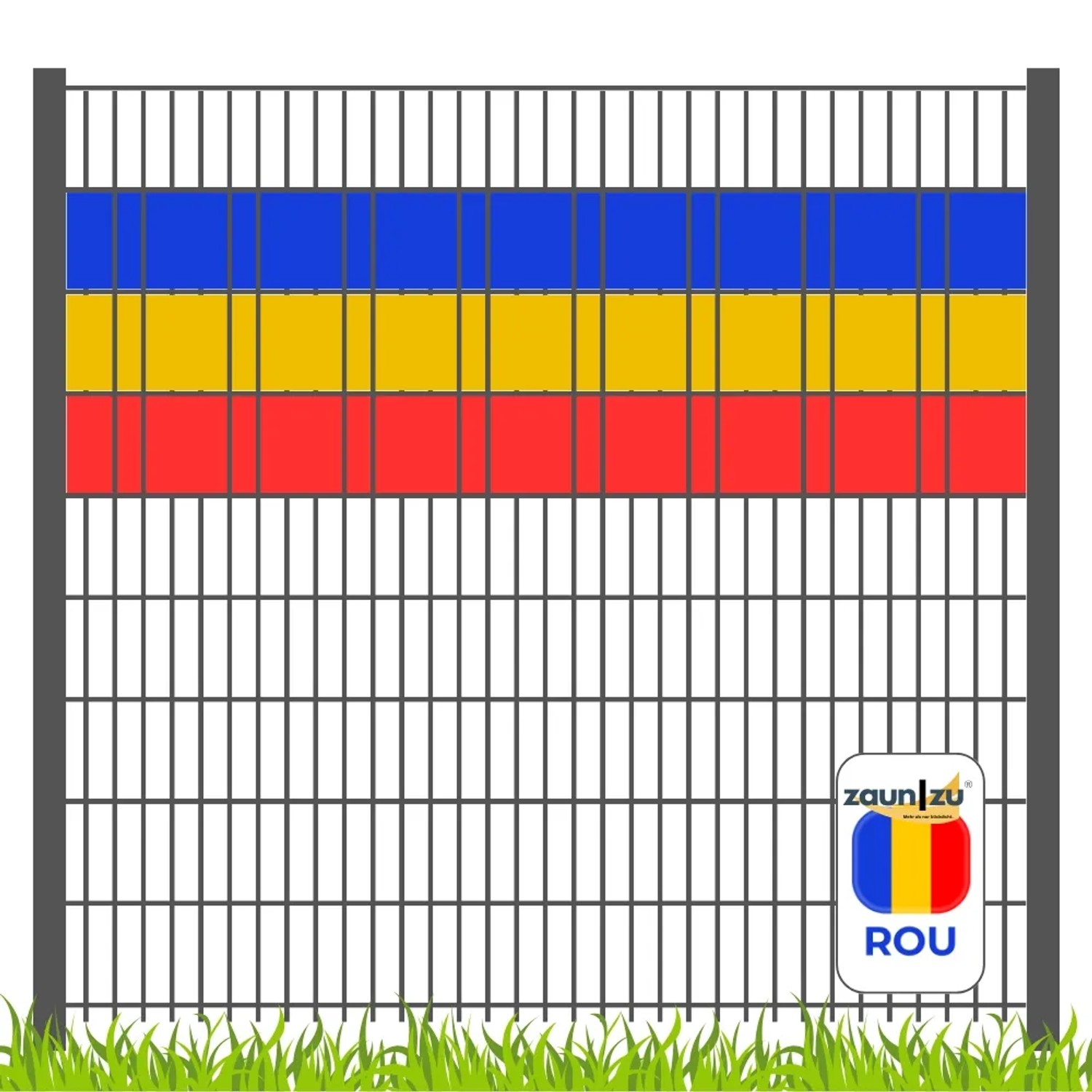 zaunzu Sichtschutz Fanartikel für Rumänien Doppelstabmatten Volle Streifenbreite