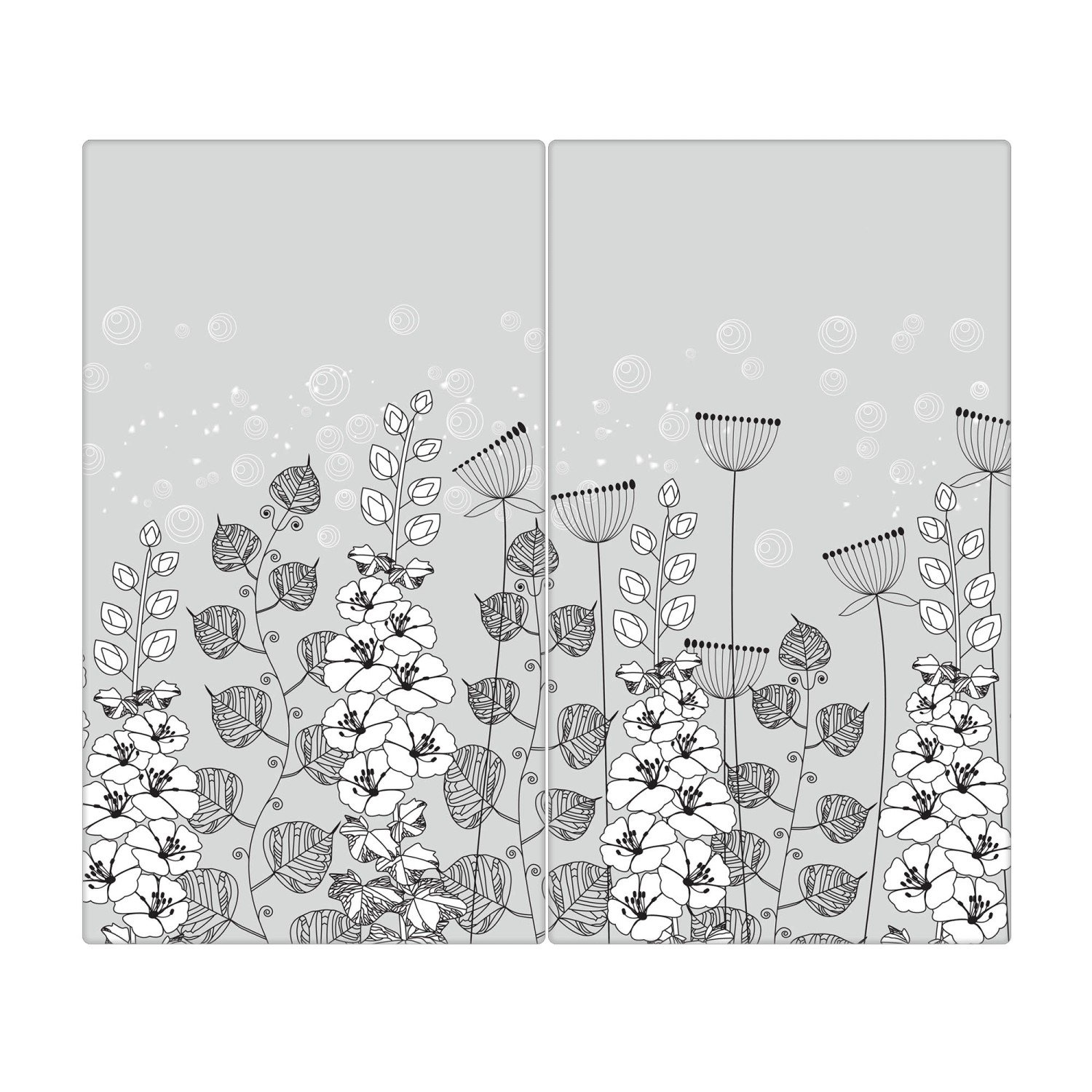 Banjado Herdabdeckplatte Glas 2 Teilig Je 30x52CM Schneidebrett Herdabdeckung Mit Motiv Wegesrand