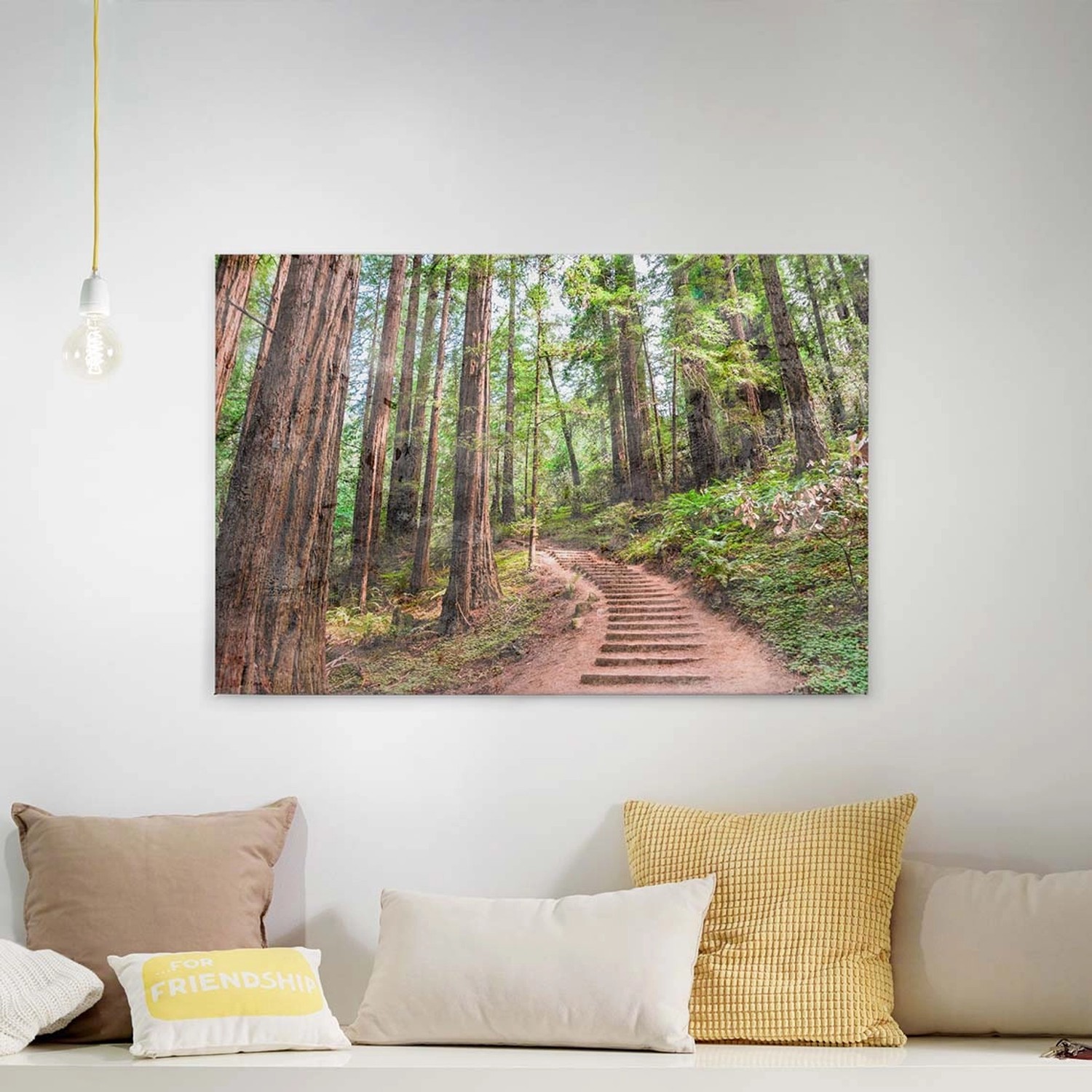 Bricoflor Wald Leinwand Bild In Grün Und Braun Wandbild Mit Zauberwald Auf Canvas Keilrahmen Schlafzimmer Bild Mit Treppe Im Wald