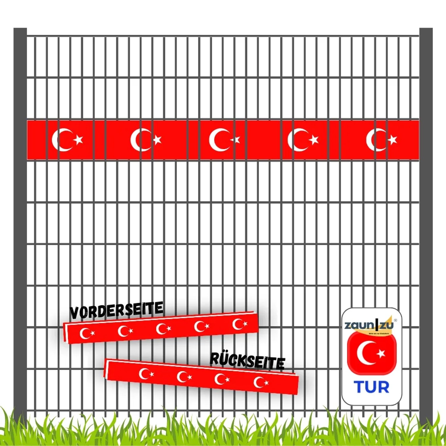 zaunzu Sichtschutz Fanartikel Türkei für Doppelstabmatten Akzentstreifen