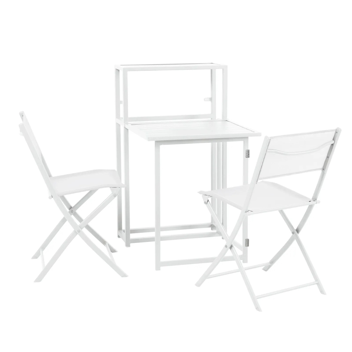 Svita Balkon-Set Platzsparend Balkon-Möbel Kleiner Balkon Klappbar Weiß