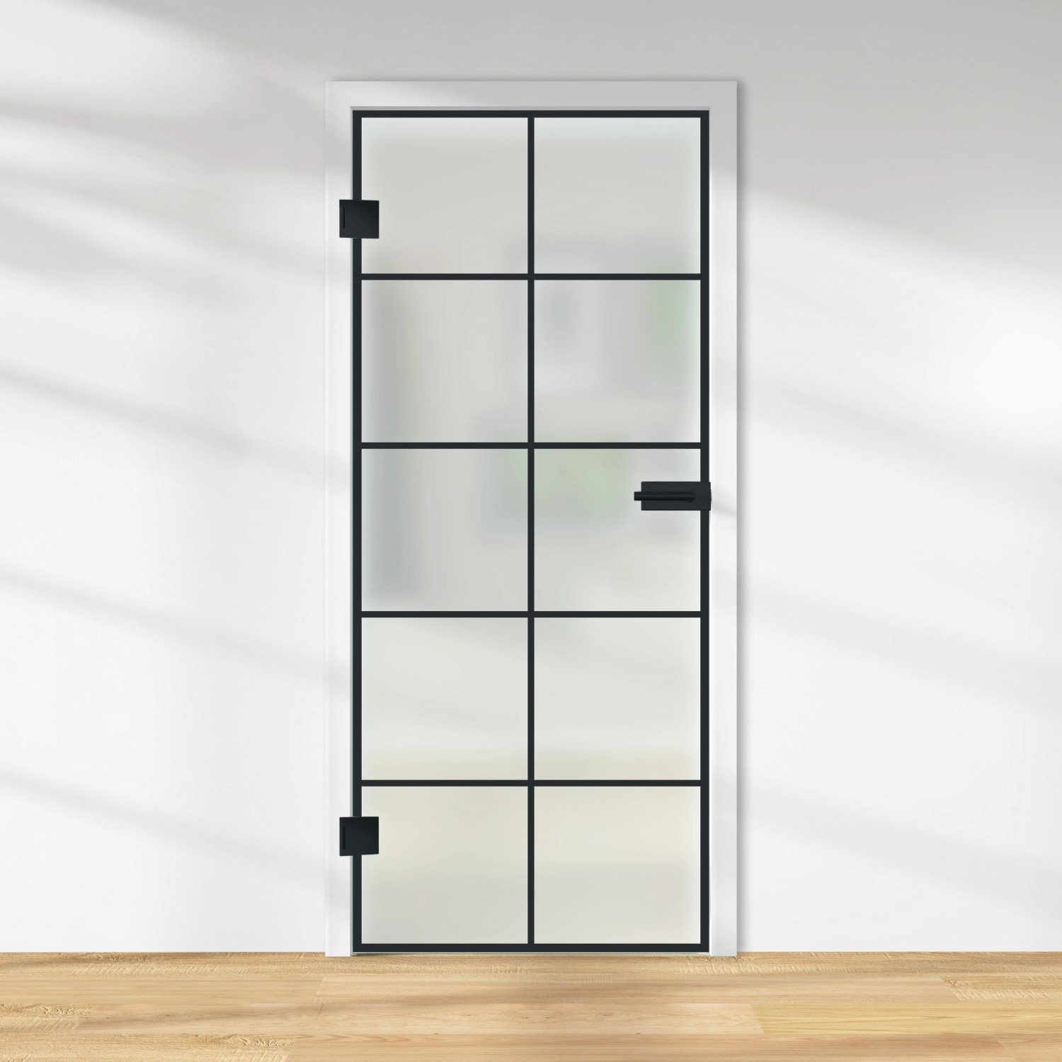 Glasdrehtür ESG satiniert Siebdruck 76/20 DIN Links 1972 x 834 x 8 mm