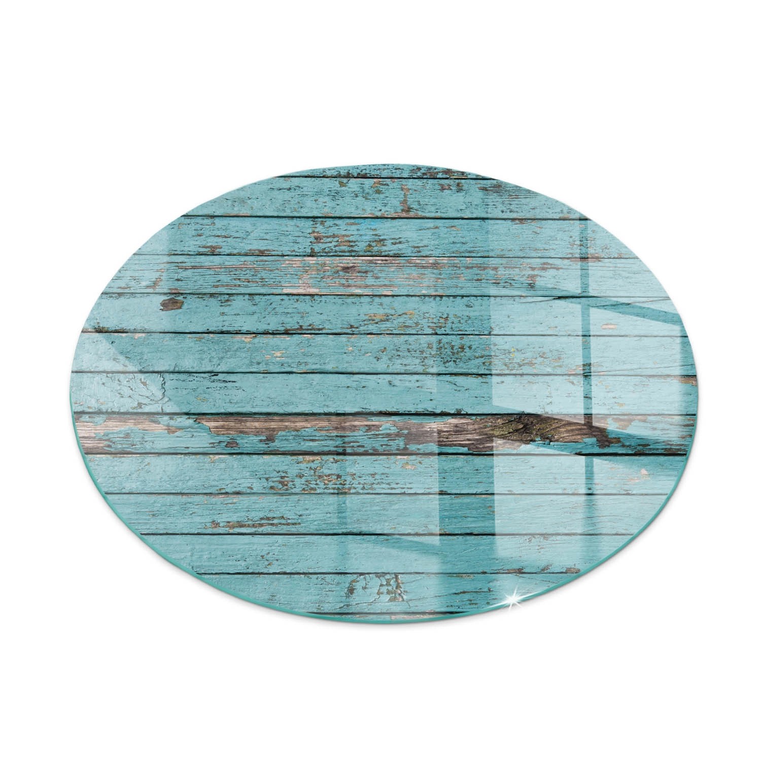 Tulup Glasplatte für Kamin Bretter im Rustikalen Stil Glasplatte unter Kaminöfen Runden 60x60 cm Türkis Glasplatte für Kamin Glas unter Kamin