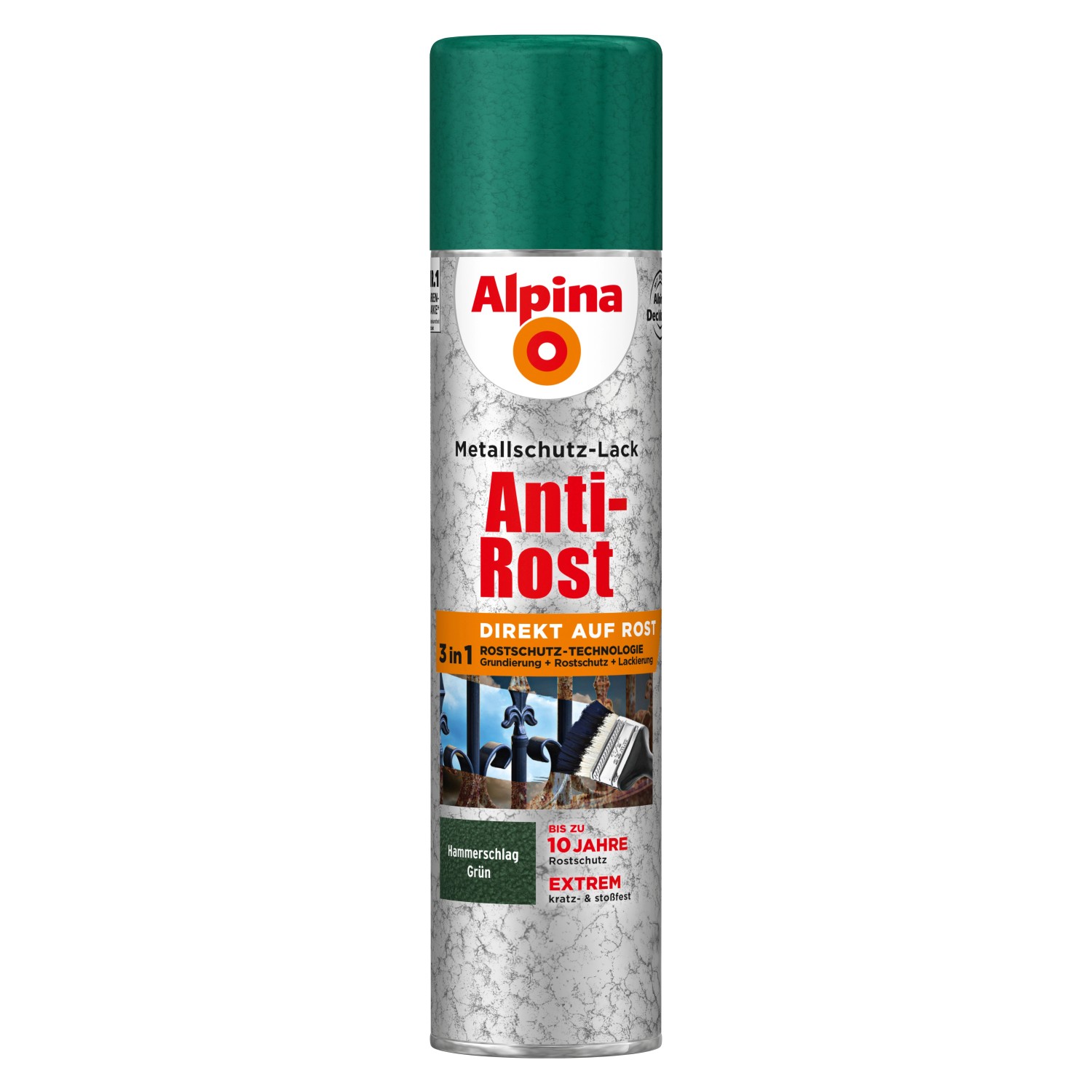 Alpina Metallschutz-Lack Anti-Rost Spray Grün Hammerschlag 400 ml