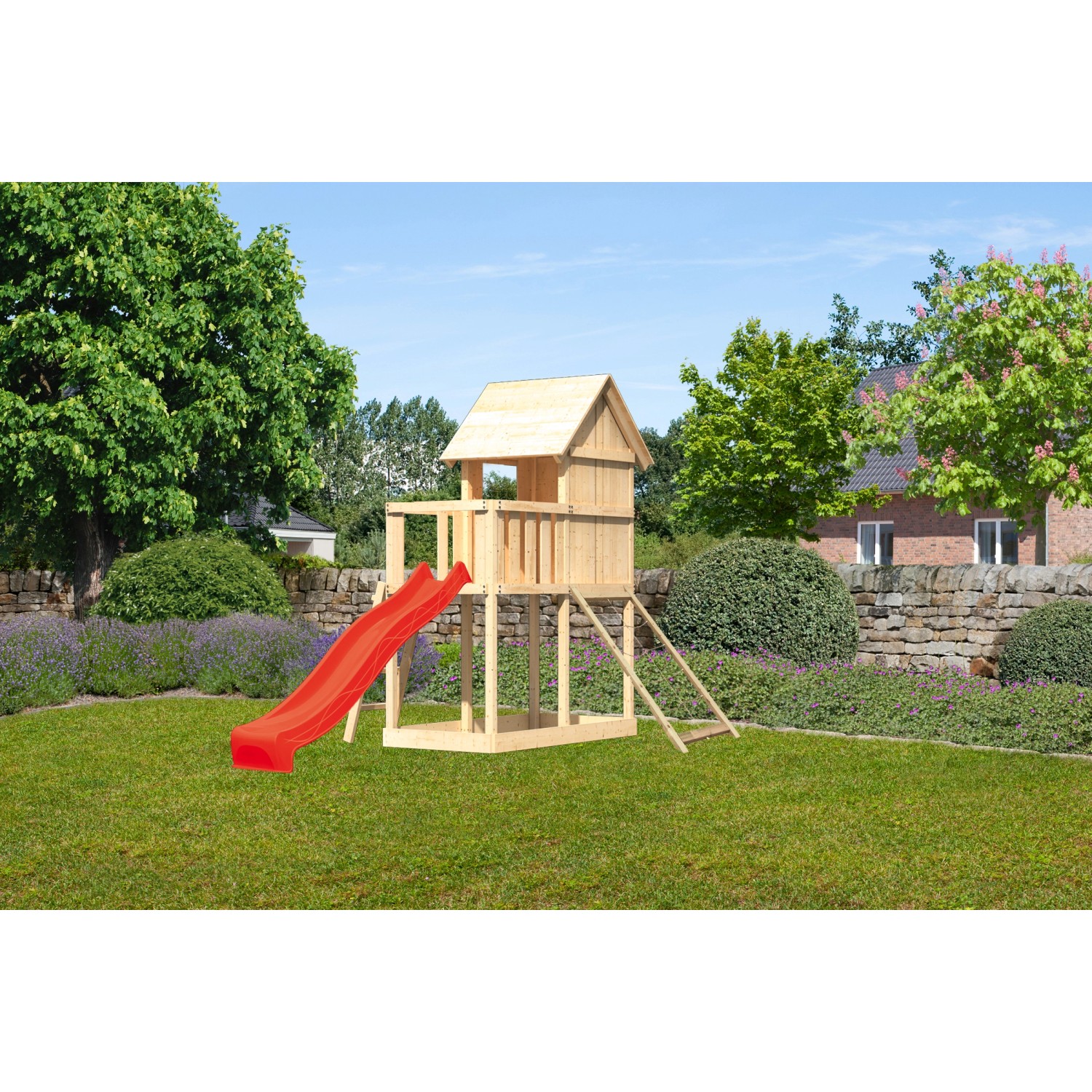 Karibu Stelzenhaus Frieda Netzrampe Rutsche Rot