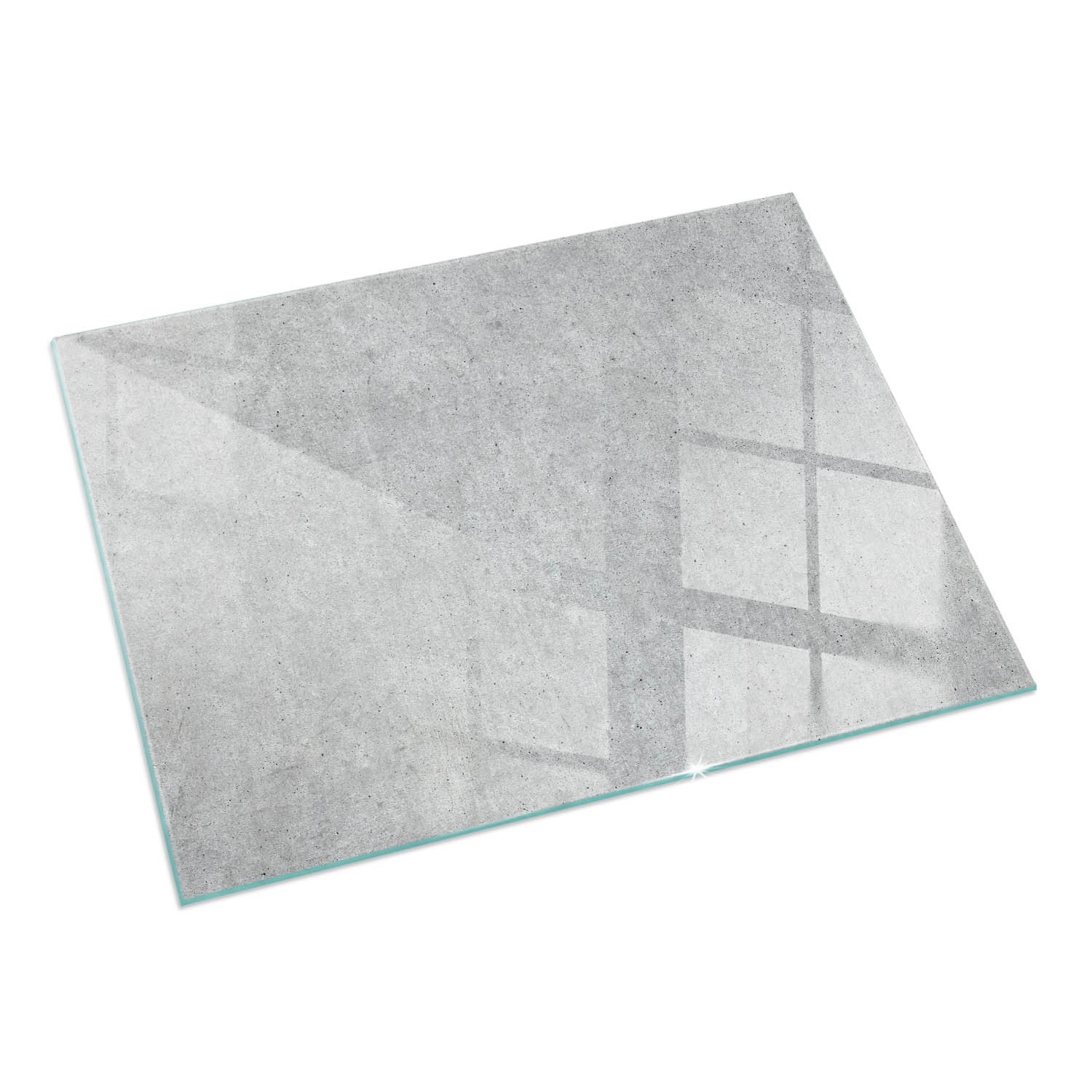 Tulup Glasplatte für Kamin Rohbetonstruktur Glasbodenplatte für Kaminöfen Rechteck 60x40 cm Grau Glasplatte für Kamin Glas unter Kamin