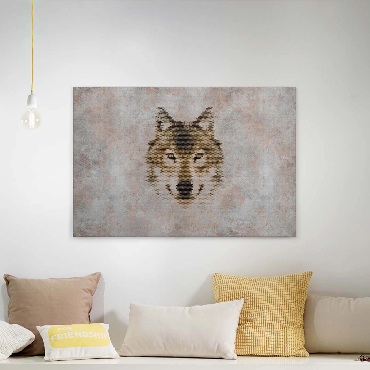 Bricoflor Wolf Bild Auf Leinwand In Betonoptik Grafik Leinwand Bild Mit Tier Motiv In Grau Ideal Für Wohnzimmer Und Schlafzimmer Im Industrial Style