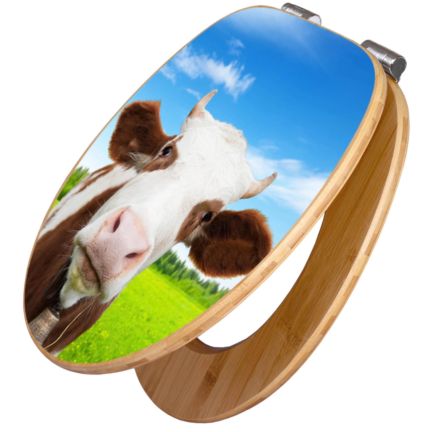 Banjado Design WC Sitz Bambus Holz Toilettendeckel Mit Absenkautomatik Klodeckel WC-Sitz Soft Close Mit Motiv Pardon