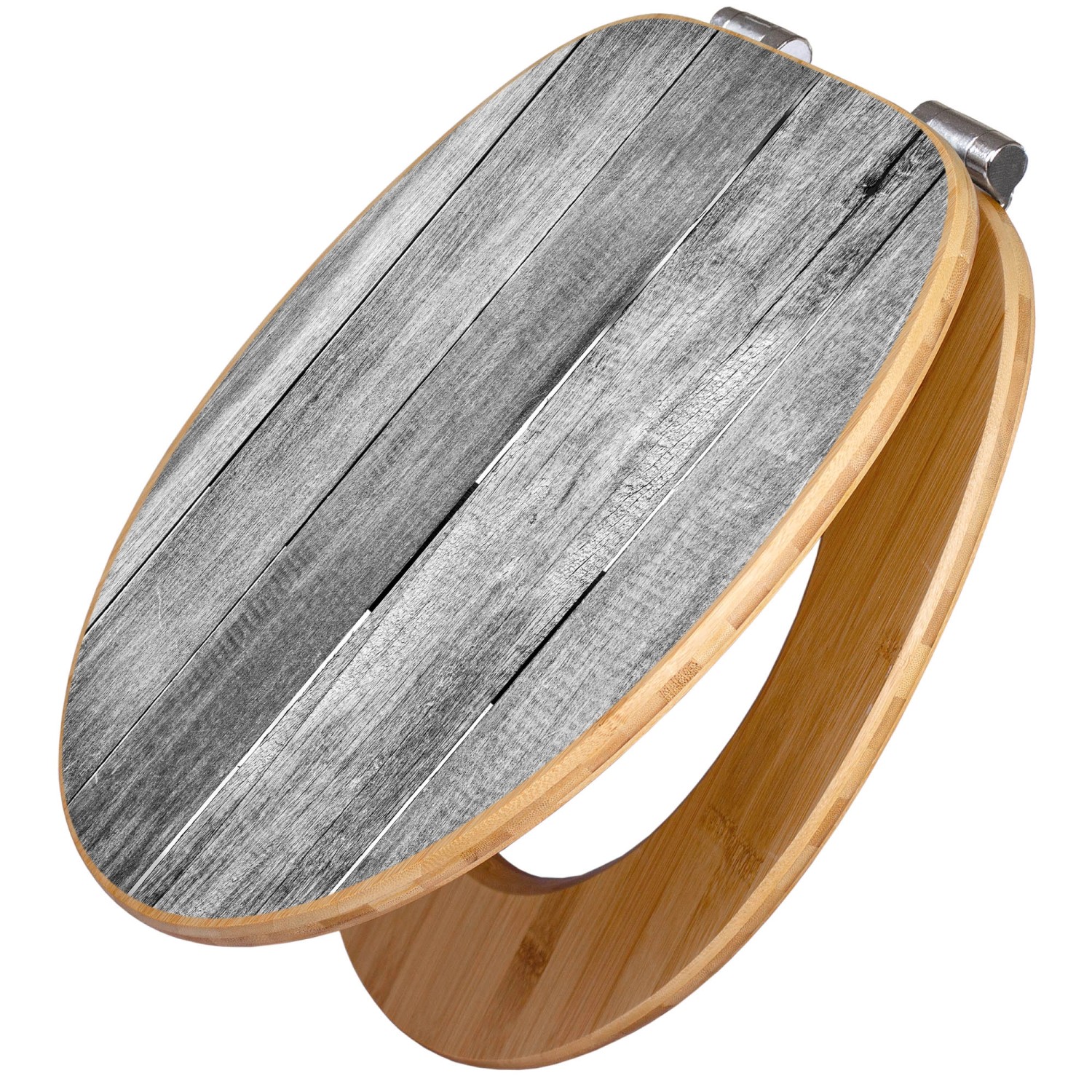 Banjado Design WC Sitz Bambus Holz Toilettendeckel Mit Absenkautomatik Klodeckel WC-Sitz Soft Close Mit Motiv Holz Monochrom