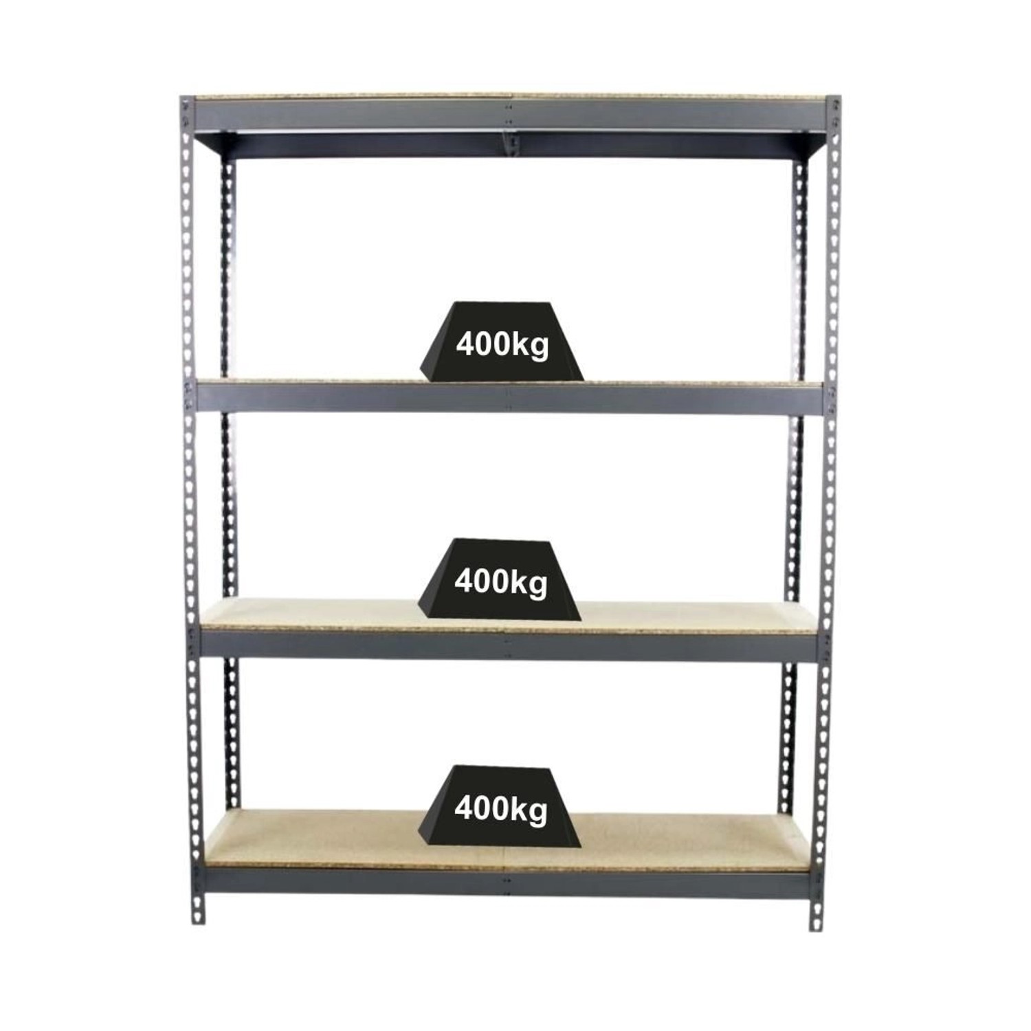 PROREGAL Schwerlastregal Wood Beast Four HxBxT 200 x 240 x 90 cm 4 Ebenen Fachlast 400 kg Grau