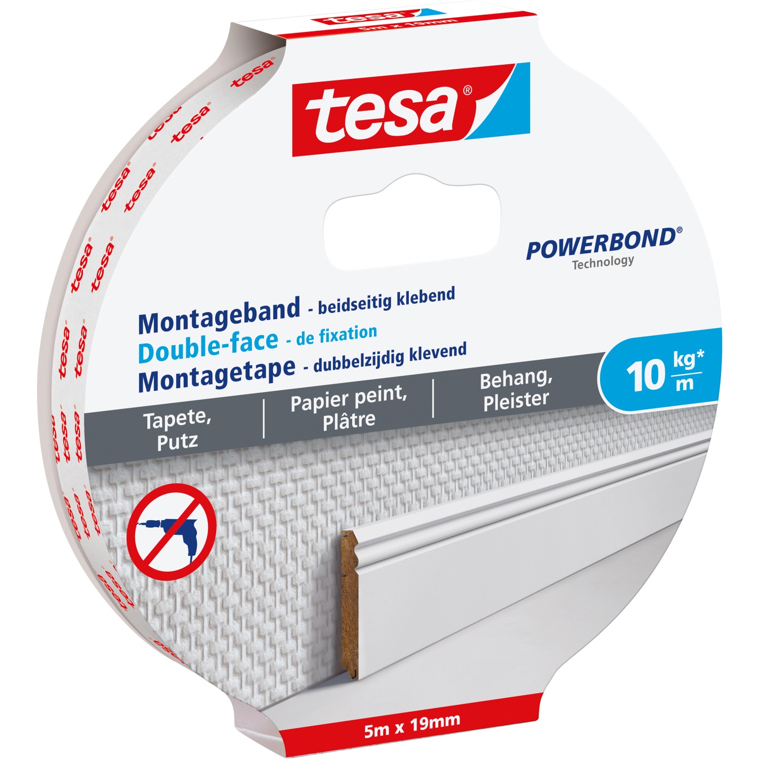 Tesa Montageband für Tapeten und Putz 5 m