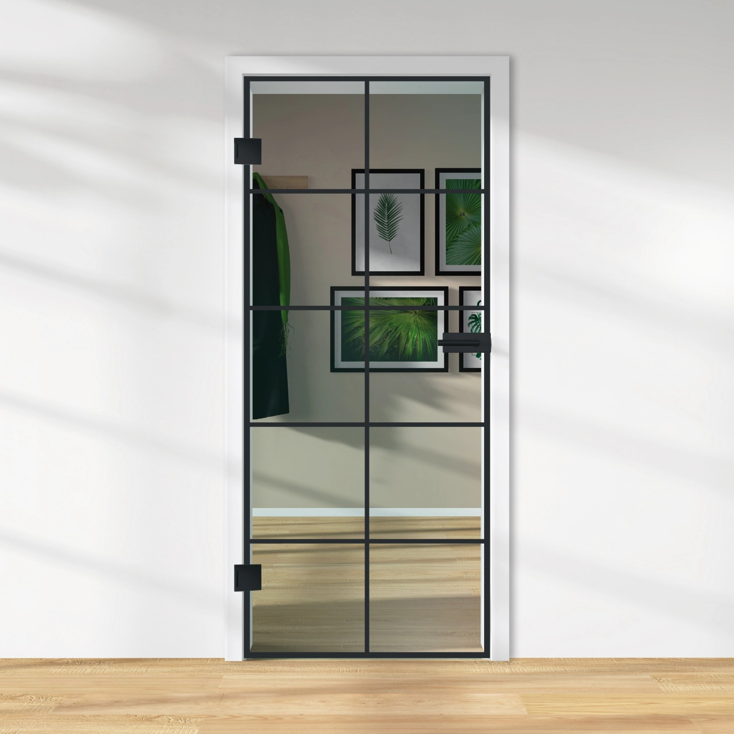 Glasdrehtür ESG Klarglas Dekor Siebdruck 76/20 DIN Links 1972 x 834 x 8 mm