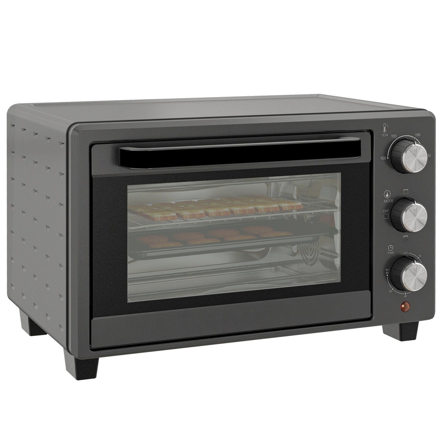 HOMCOM Minibackofen Metall Edelstahl Grau 46,4L x 38B x 28,5H cm