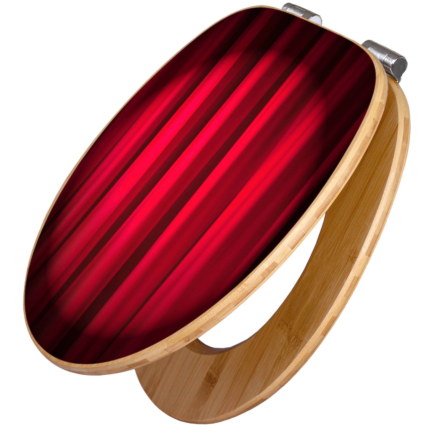 Banjado Design WC Sitz Bambus Holz Toilettendeckel Mit Absenkautomatik Klodeckel WC-Sitz Soft Close Mit Motiv Roter Vorhang