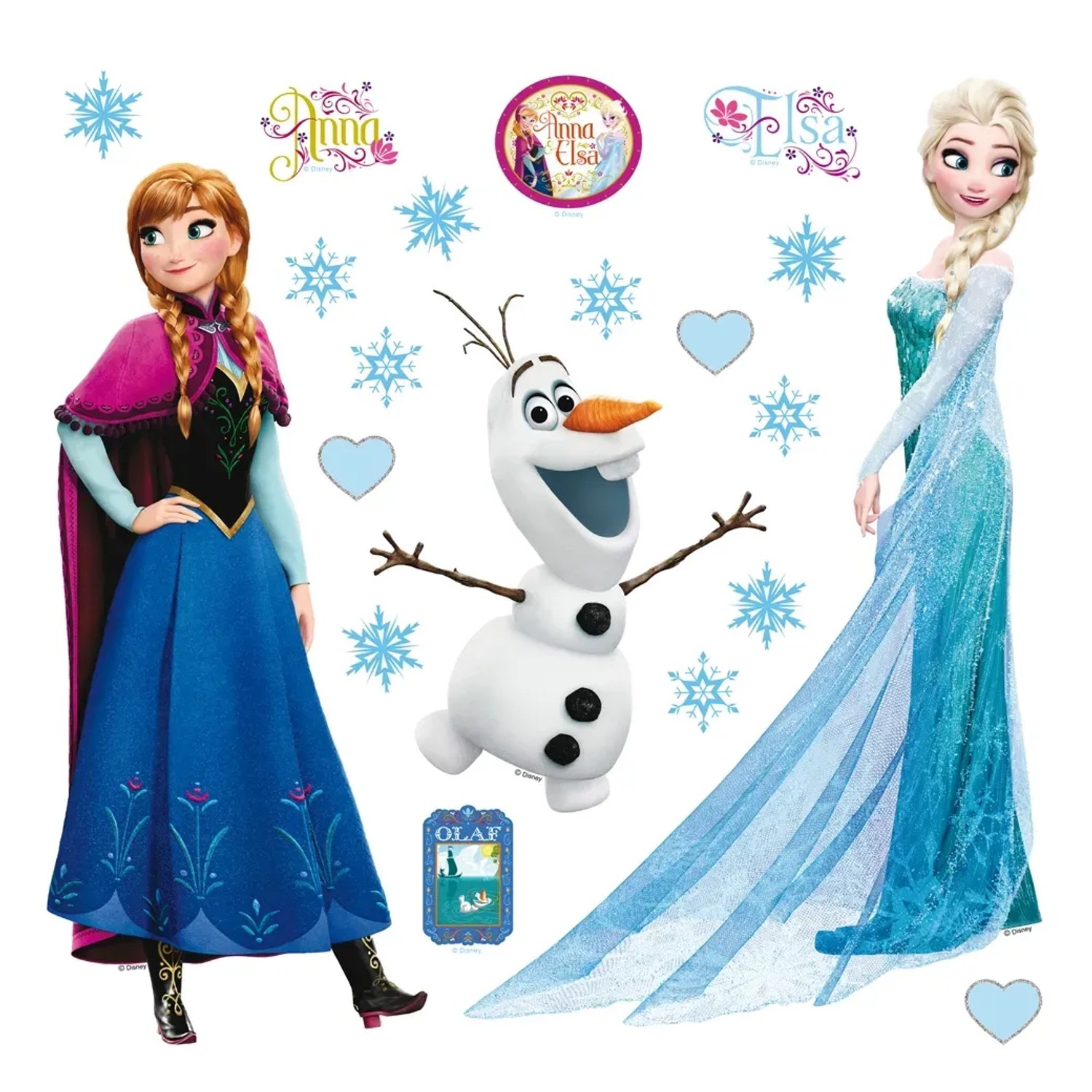 Disney Wandtattoo Die Eiskönigin Anna & Elsa Blau und Lila 30 x 30 cm 600224