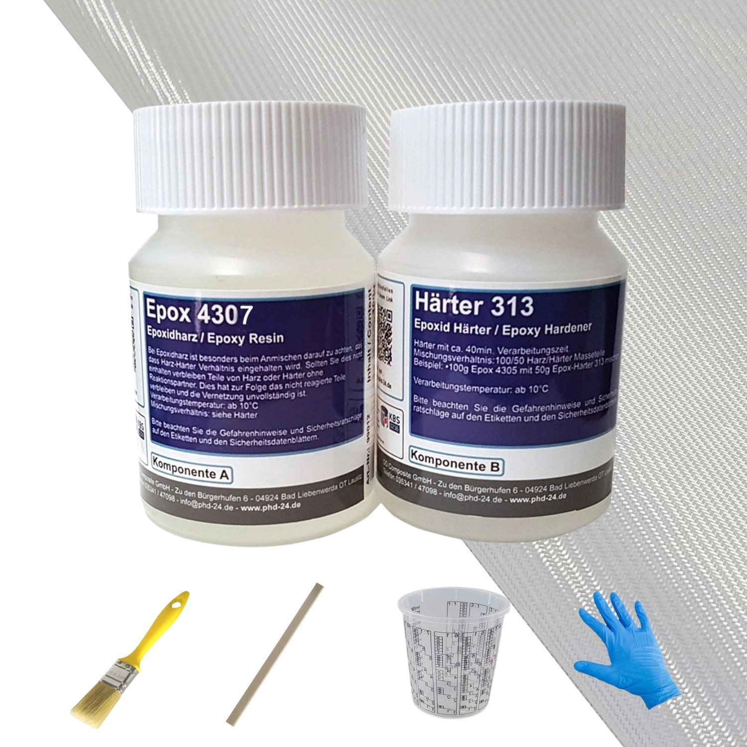 DD Composite Epoxidharz Reparaturset 0,15kg + 0,5m² Glasfilamentgewebe