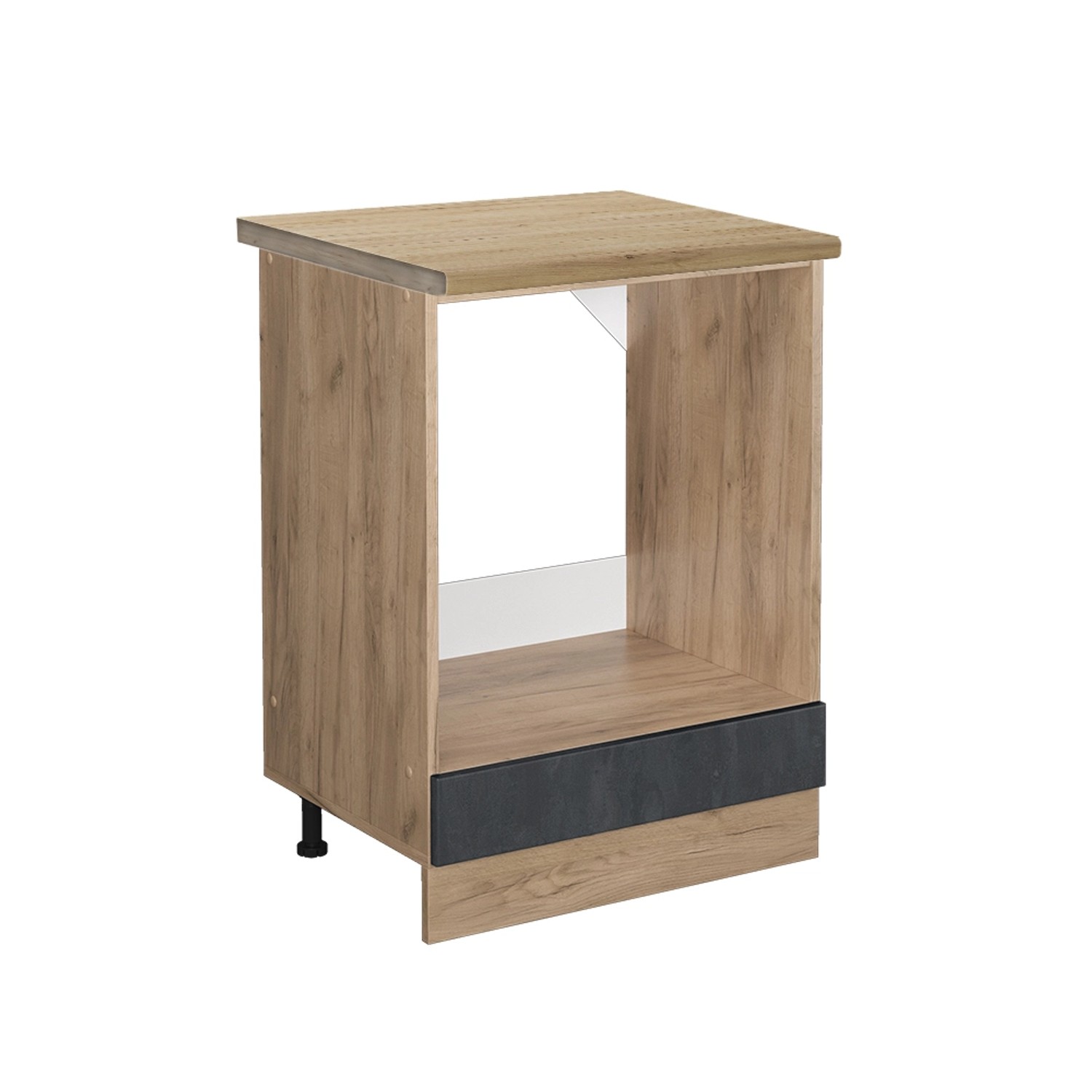 Vicco Herdumbauschrank R-Line Schwarz Beton/Goldkraft Eiche 60 cm AP Eiche