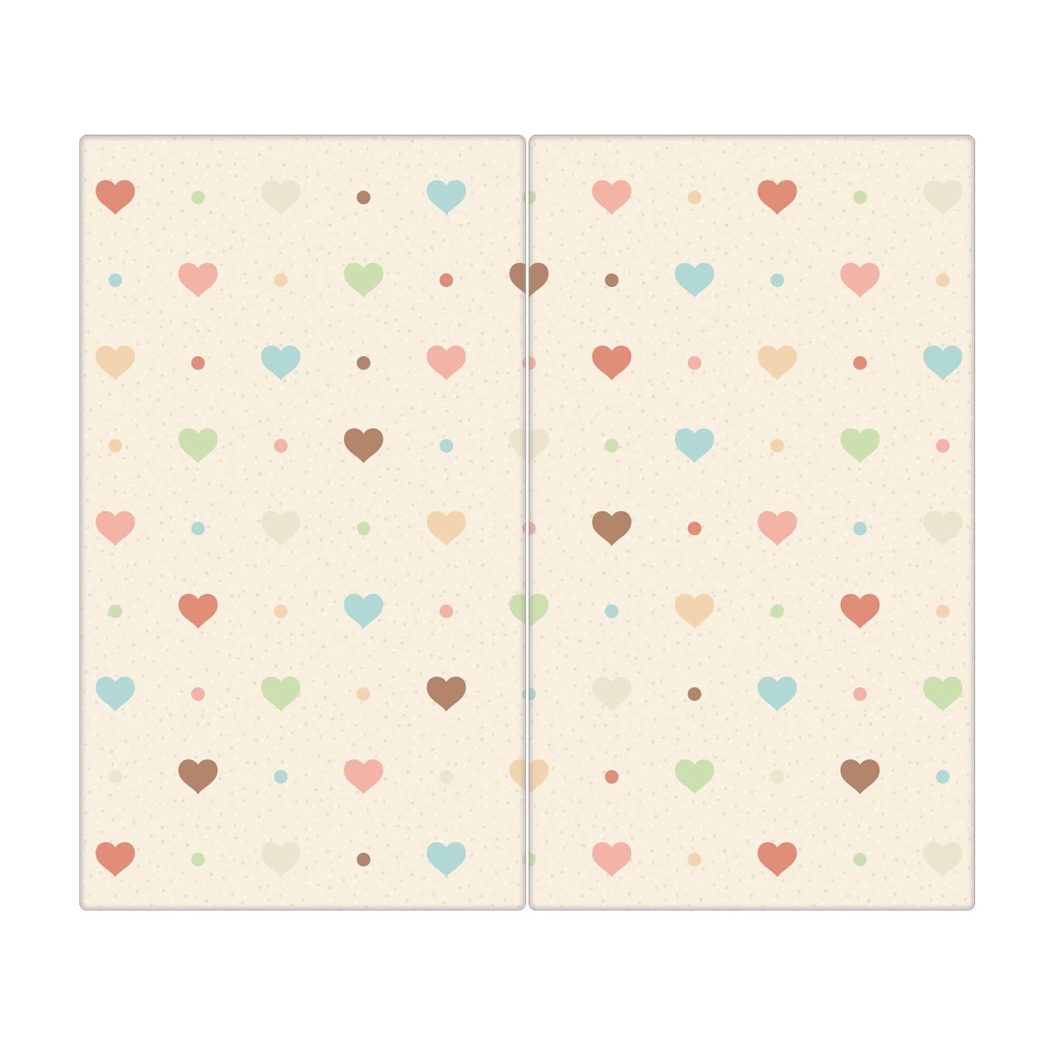 Banjado Herdabdeckplatte Glas 2 Teilig Je 30x52CM Schneidebrett Herdabdeckung Mit Motiv Herzen Bunt