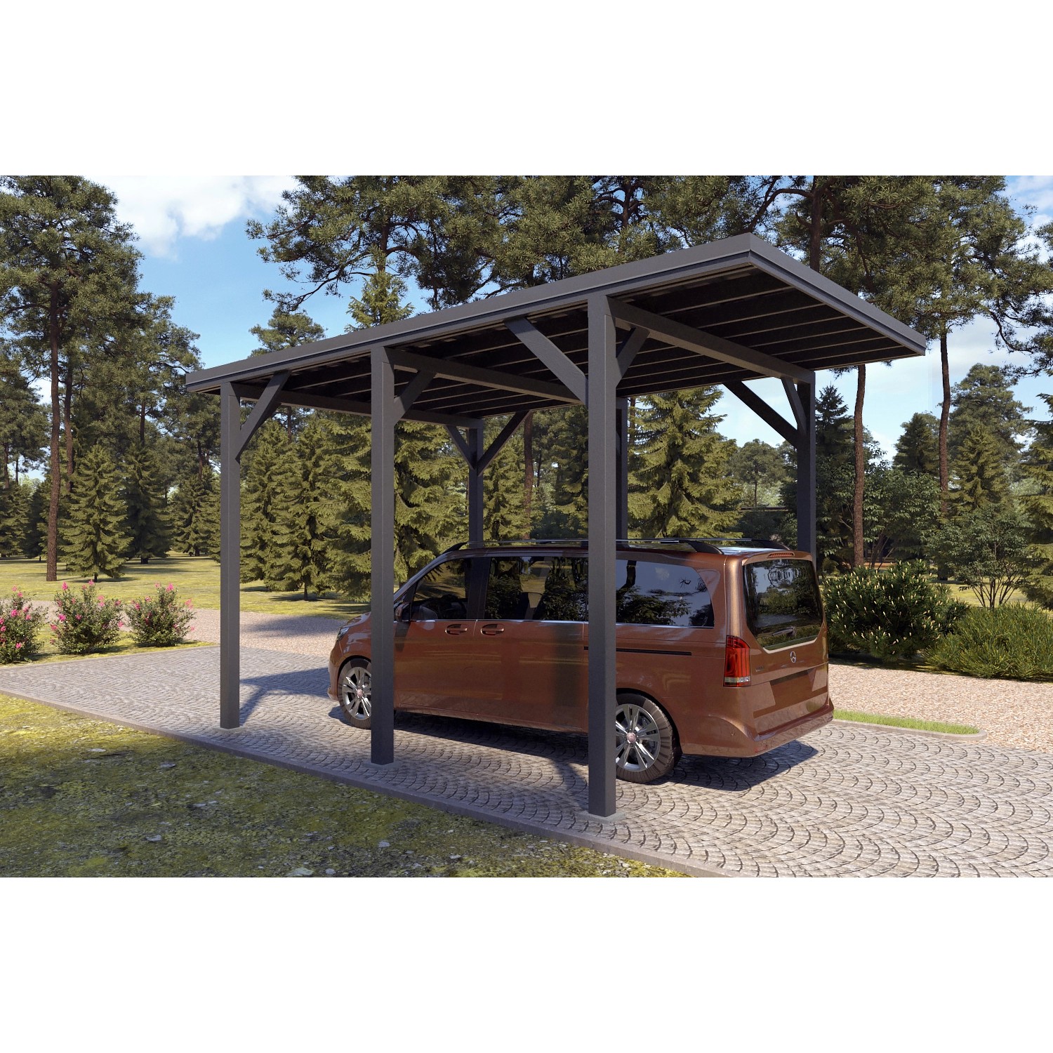 Holzbrüder Camping-Carport Ralf 24m² Anthrazitgrau-Dunkelgrau