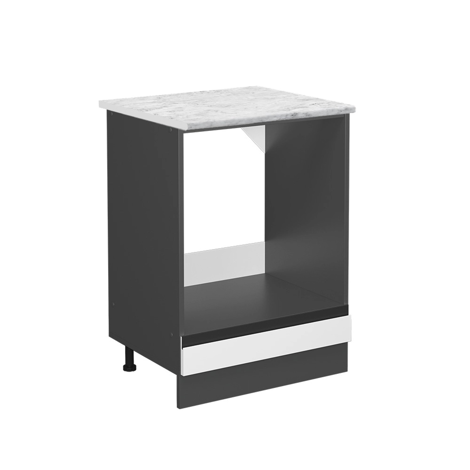 Vicco Herdumbauschrank R-Line Herdschrank Weiß/Anthrazit AP Marmor