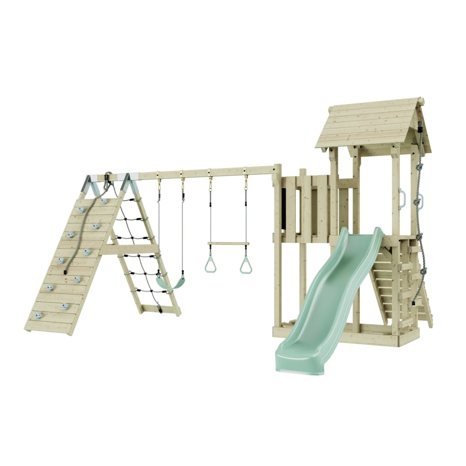 OutdoorToys Spielturm Roskilde mit Trapezstange Mintgrün