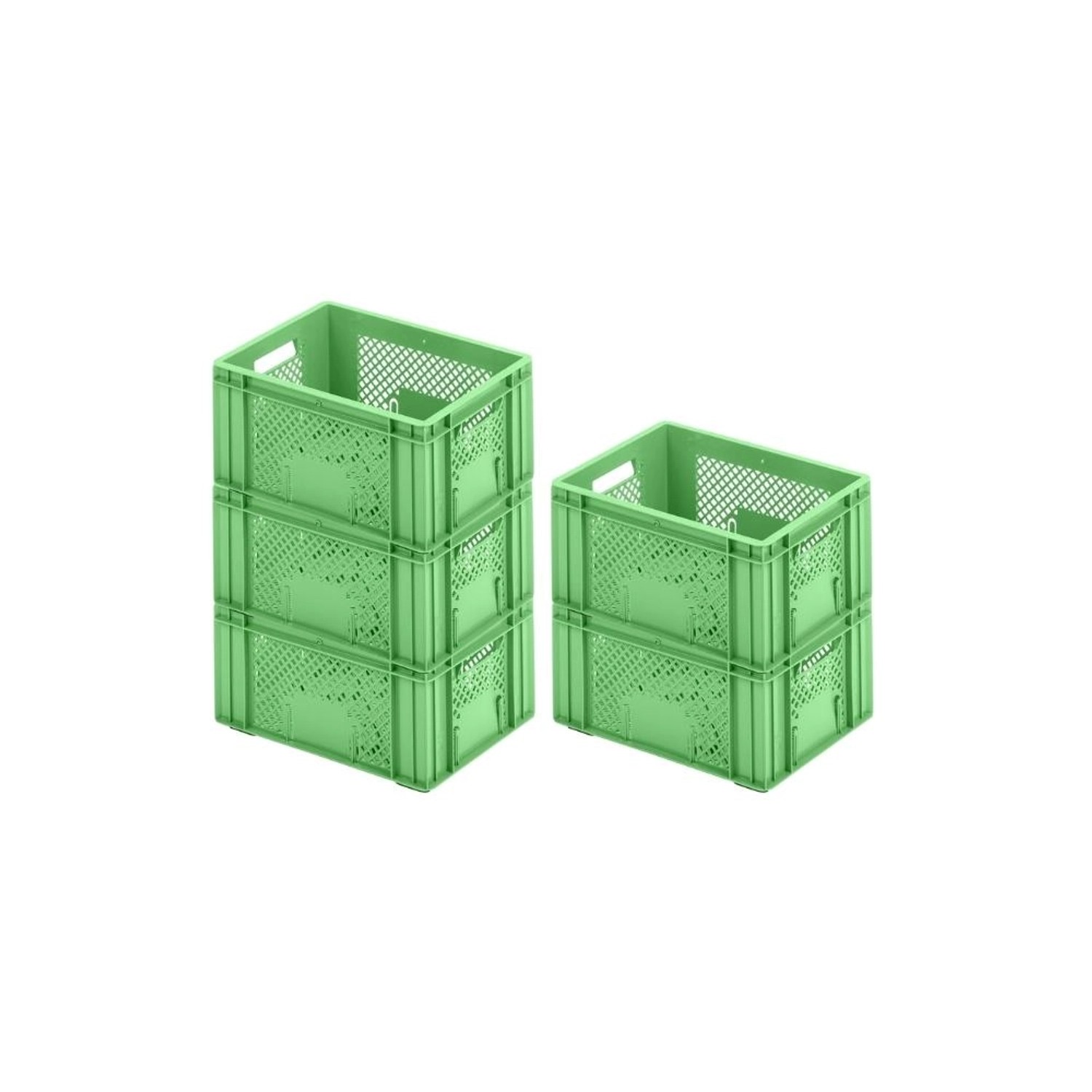 PROREGAL SparSet 5x Eurobehälter Obst- und Gemüsekasten HxBxT 19 x 30 x 40 cm 18 Liter Grün Obst-Gemüsekiste Obstkorb Transportbox