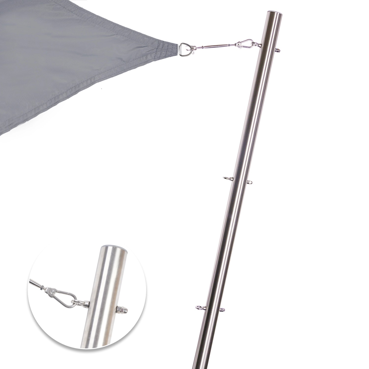 Toldoro 3,5m Sonnensegel Pfosten Edelstahl mit 3-fach Höhenverstellung & Bodenhülse Ø 70x3mm Sonnensegelmast Sonnensegel Stange