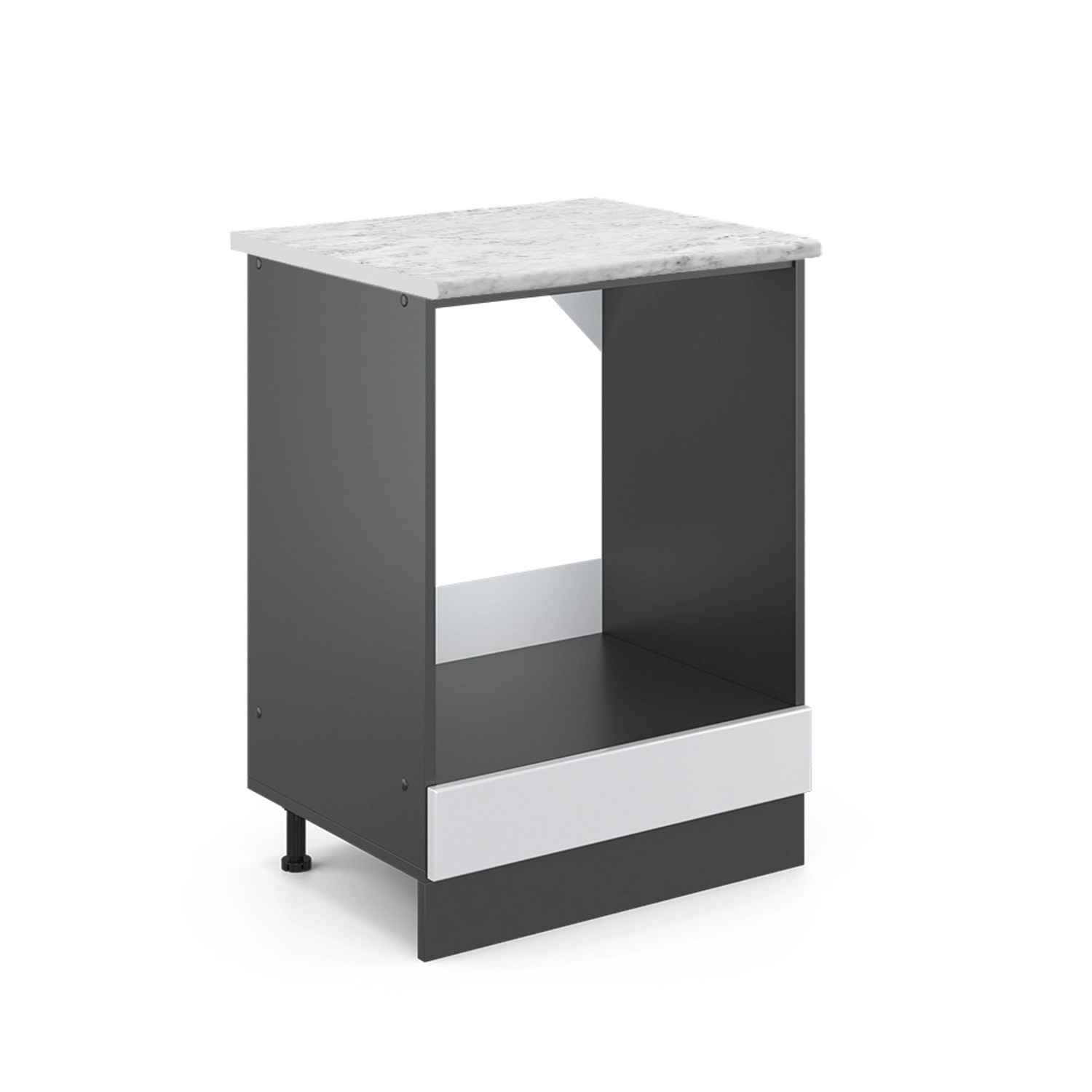 Vicco Herdumbauschrank R-Line Herdschrank Weiß Hochglanz/Anthrazit AP Marmor