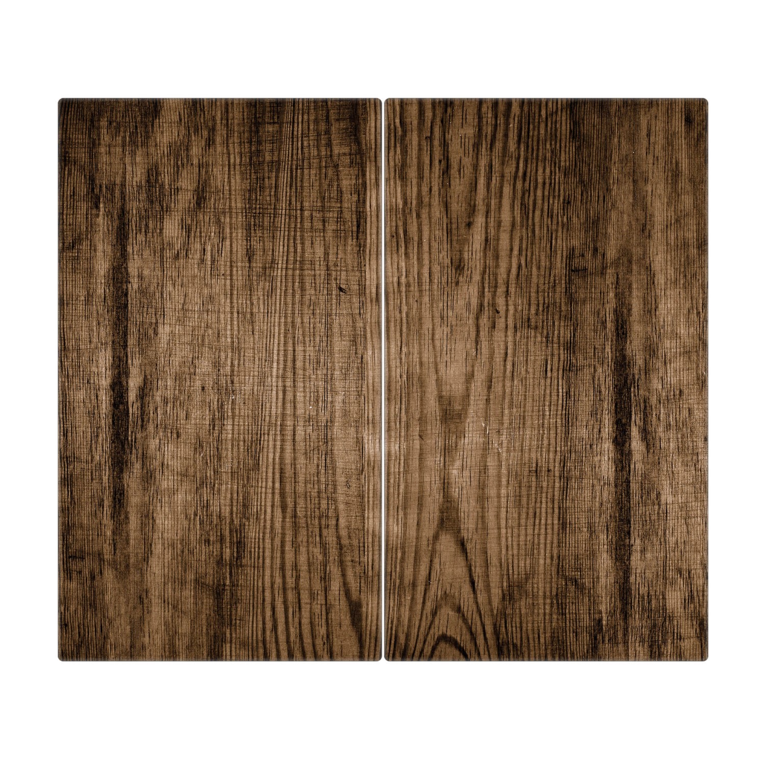 Banjado Herdabdeckplatte Glas 2 Teilig Je 30x52CM Schneidebrett Herdabdeckung Mit Motiv Maserung Dunkel