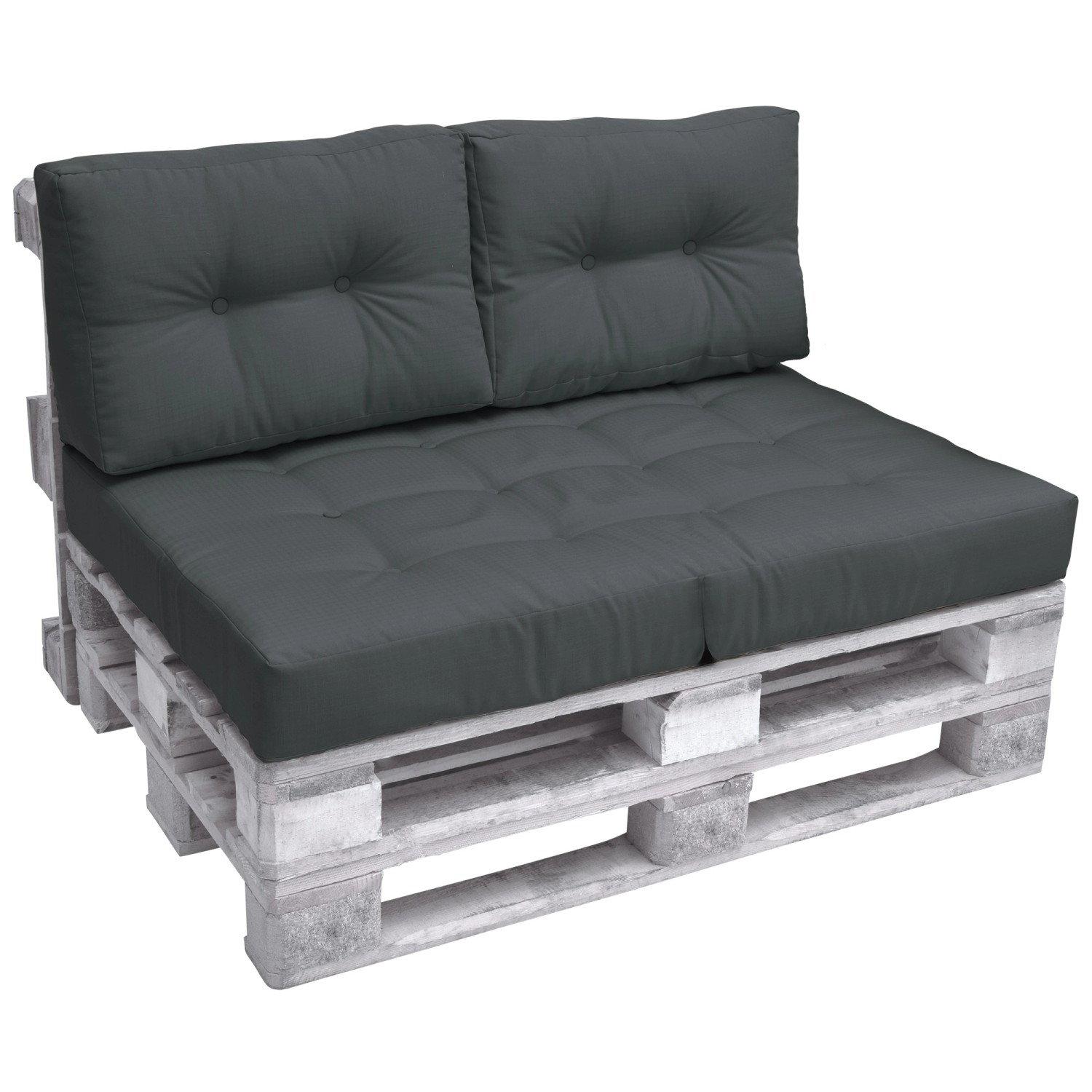Beautissu ECO Elements Palettenkissen Sitz + Rücken Graphitgrau 2tlg
