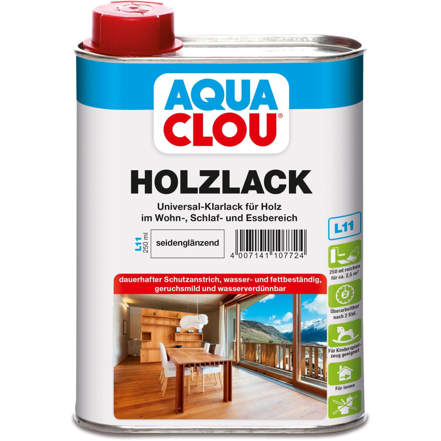Aqua Clou Holzlack Transparent seidenglänzend 250 ml