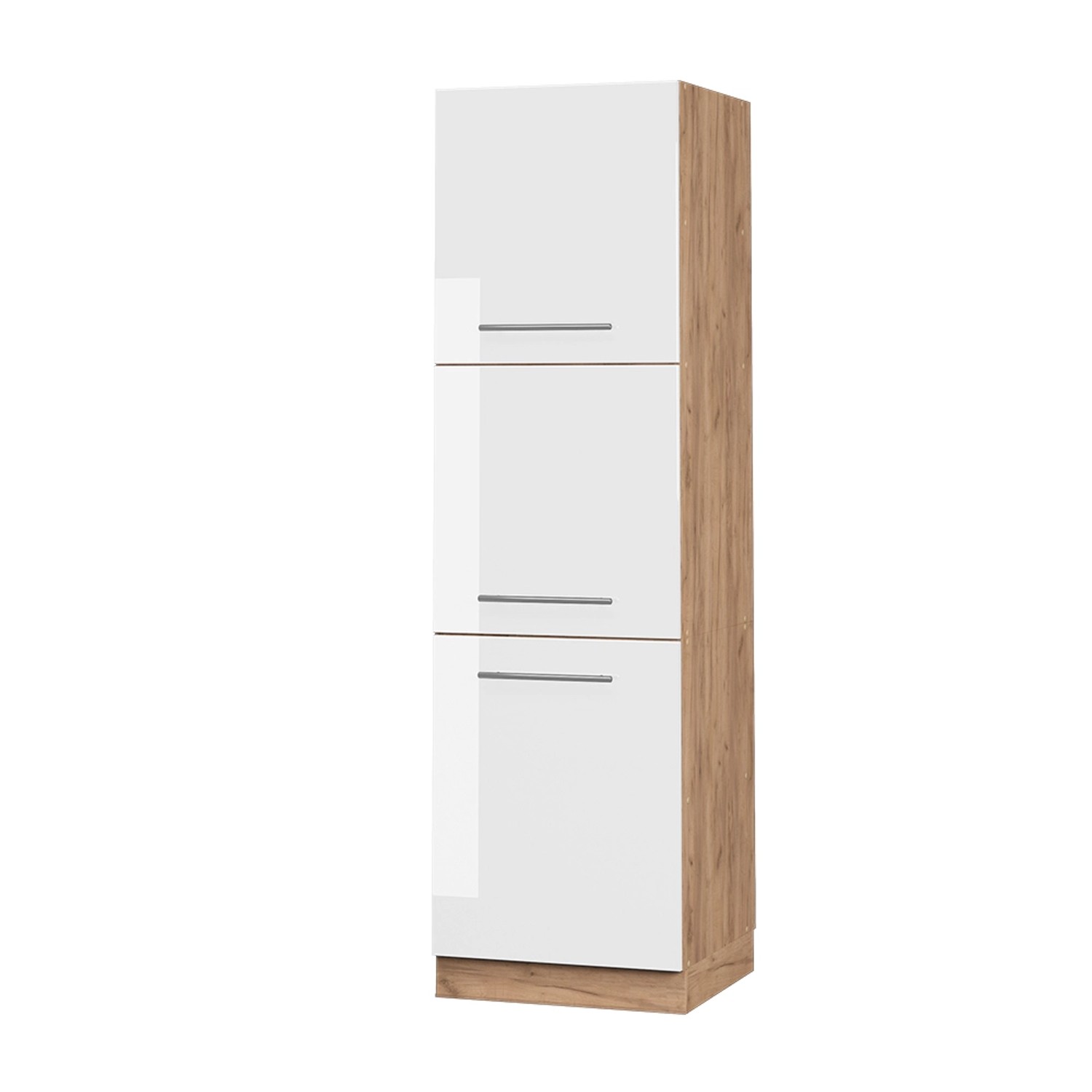 Vicco Herdumbauschrank Fame-Line Weiß Hochglanz/Goldkraft Eiche 60 cm