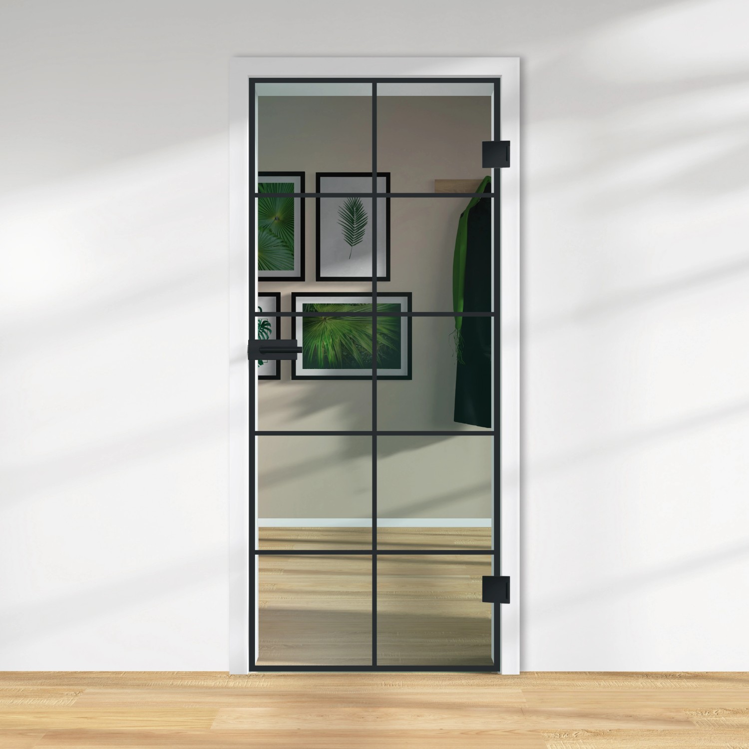 Glasdrehtür ESG Klarglas Dekor Siebdruck 76/20 DIN Rechts 1972 x 834 x 8 mm