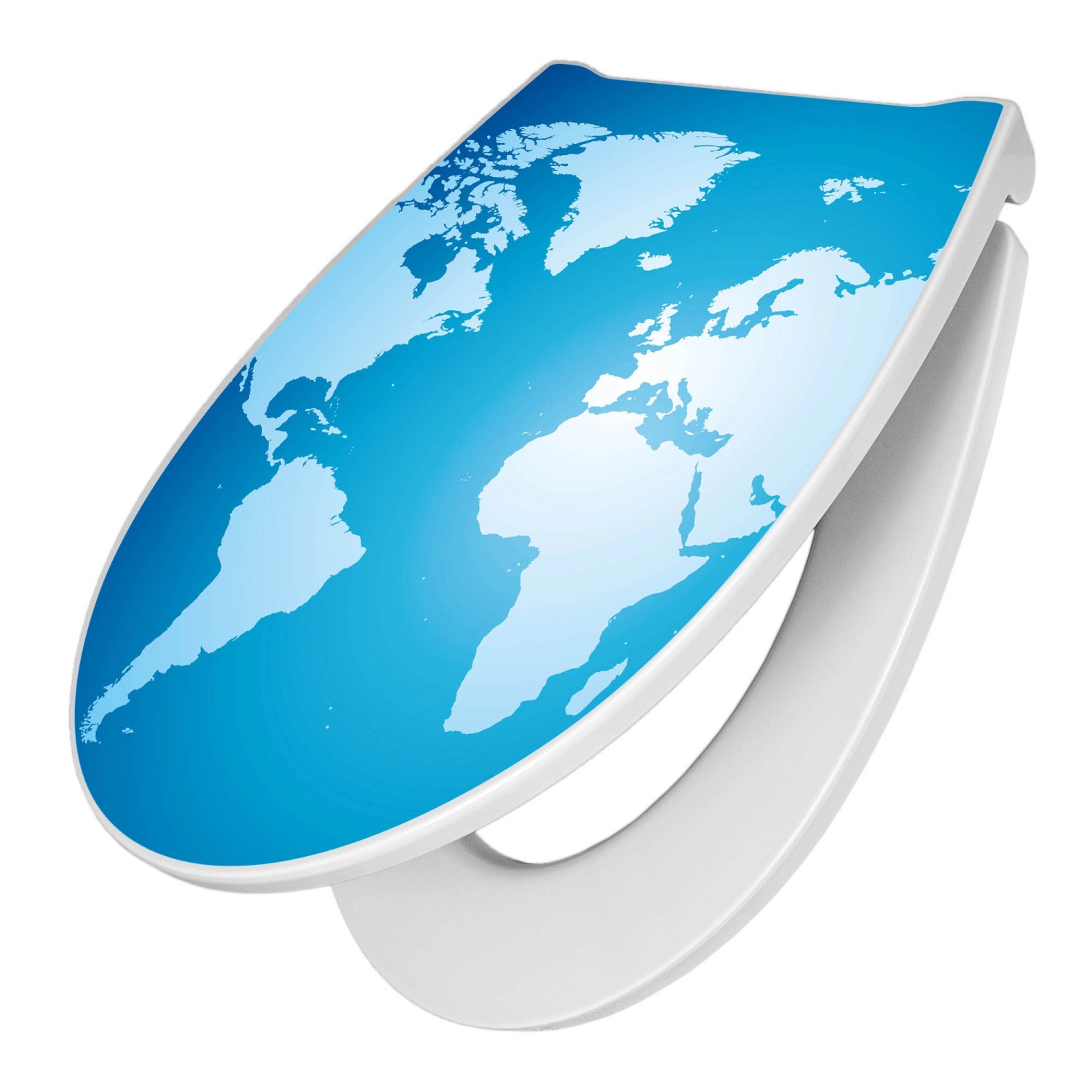 Banjado Premium Toilettendeckel Mit Absenkautomatik WC-Sitz Soft Close Hygienischer Klodeckel Duroplast Mit Motiv Weltkarte