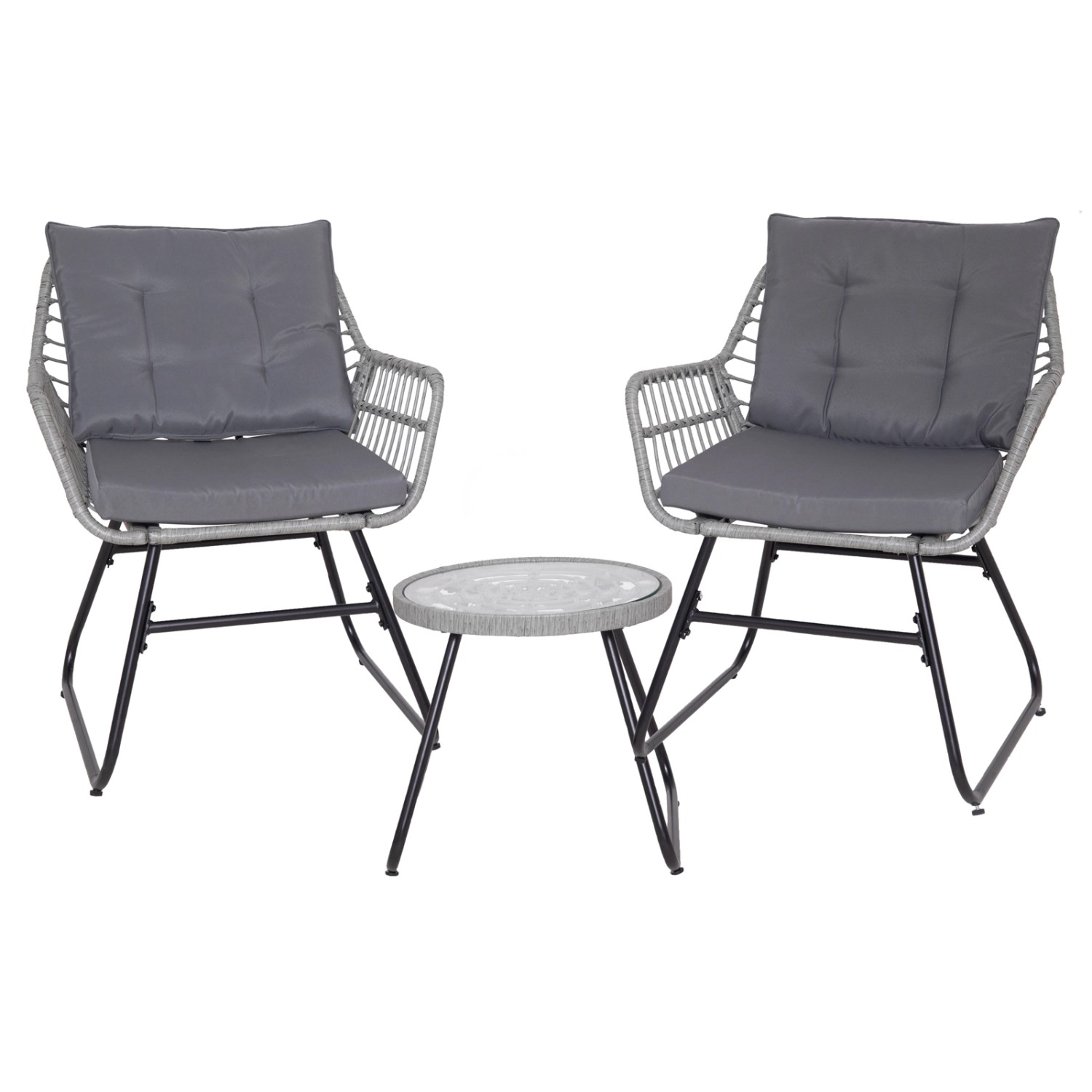 Svita Amalfi Rattan Sitzgruppe Outdoor Gartenlounge 2 Personen Balkonset Hellgrau