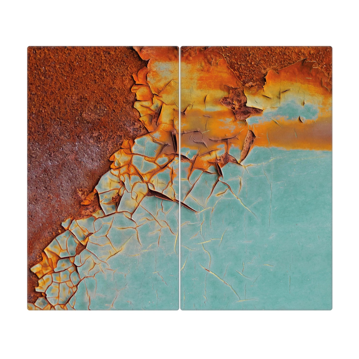 Banjado Herdabdeckplatte Glas 2 Teilig Je 30x52CM Schneidebrett Herdabdeckung Mit Motiv Rost Und Blau