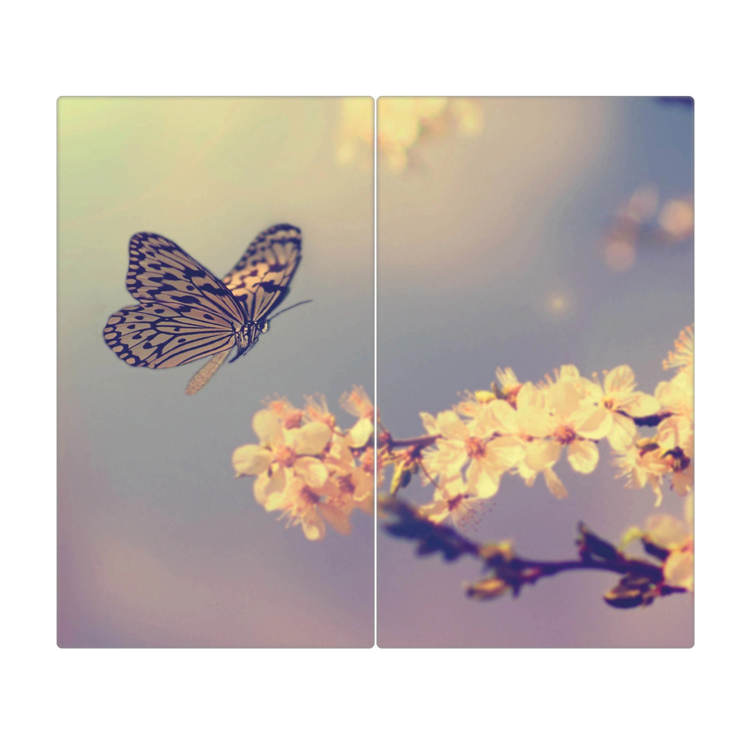 Banjado Herdabdeckplatte Glas 2 Teilig Je 30x52CM Schneidebrett Herdabdeckung Mit Motiv Tag Im Mai