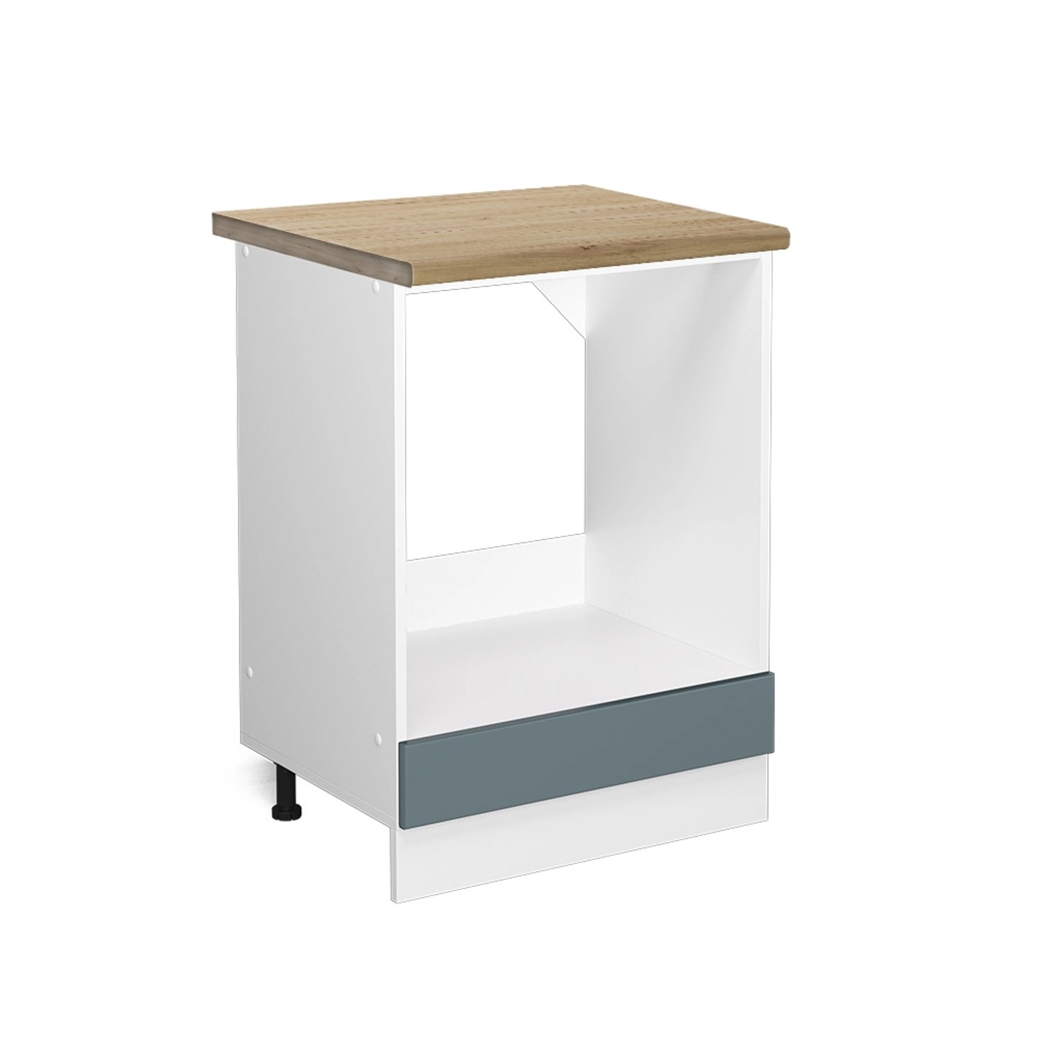 Vicco Herdumbauschrank R-Line Herdschrank Blau-Grau/Weiß 60 cm AP Eiche