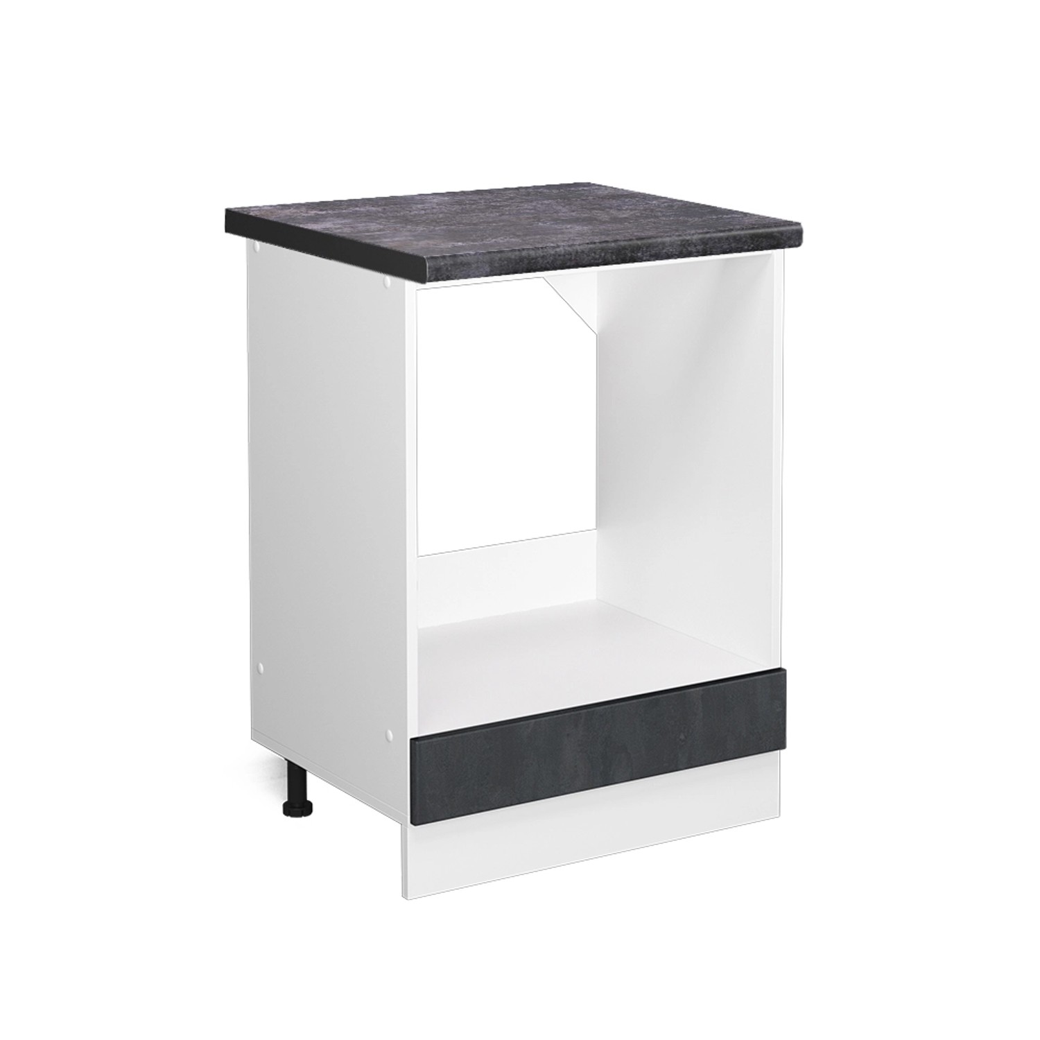 Vicco Herdumbauschrank R-Line Herdschrank Schwarz Beton/Weiß 60 cm AP Anthrazit