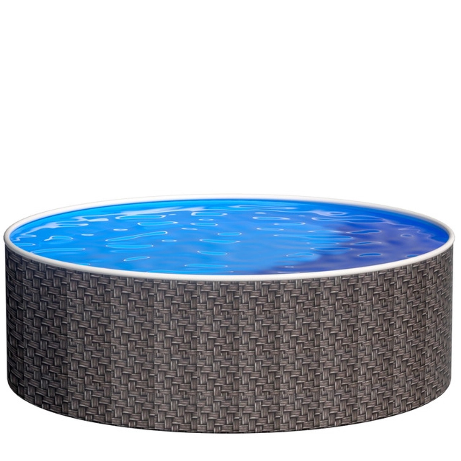 Poolomio Stahlwandpool Set Rund 500 x 120 cm Rattan Aufstellpool mit Innenfolie, Skimmer und Einlaufdüse