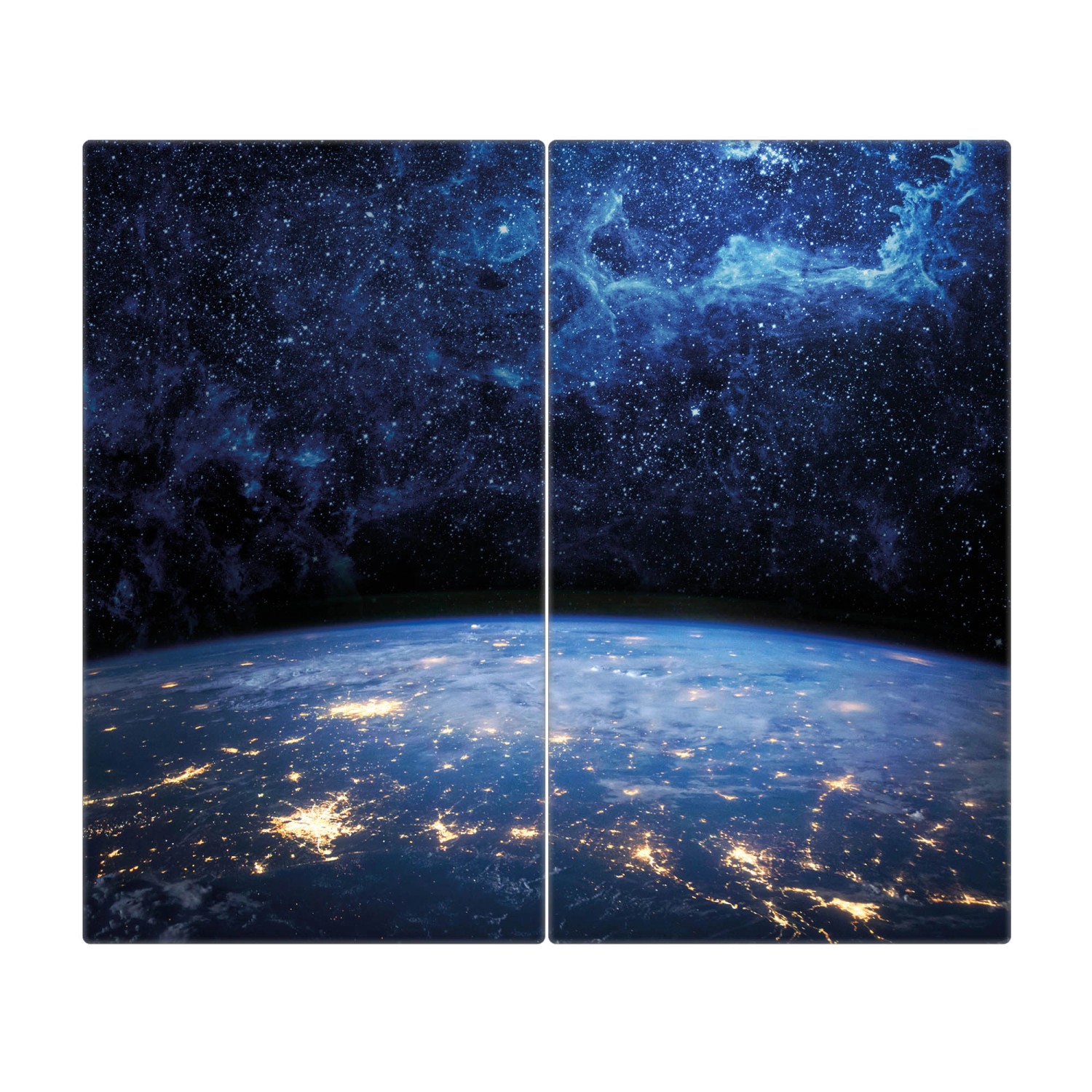 Banjado Herdabdeckplatte Glas 2 Teilig Je 30x52CM Schneidebrett Herdabdeckung Mit Motiv Galaxie