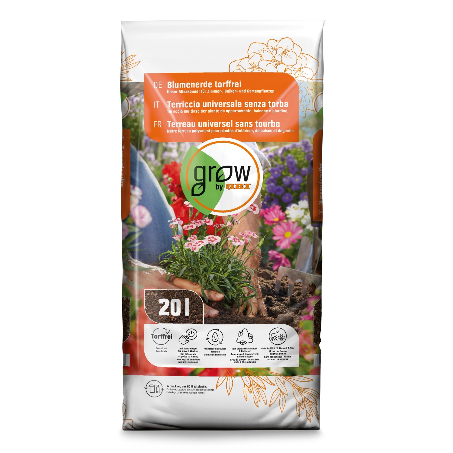 GROW by OBI Blumenerde Torffrei 20 l
