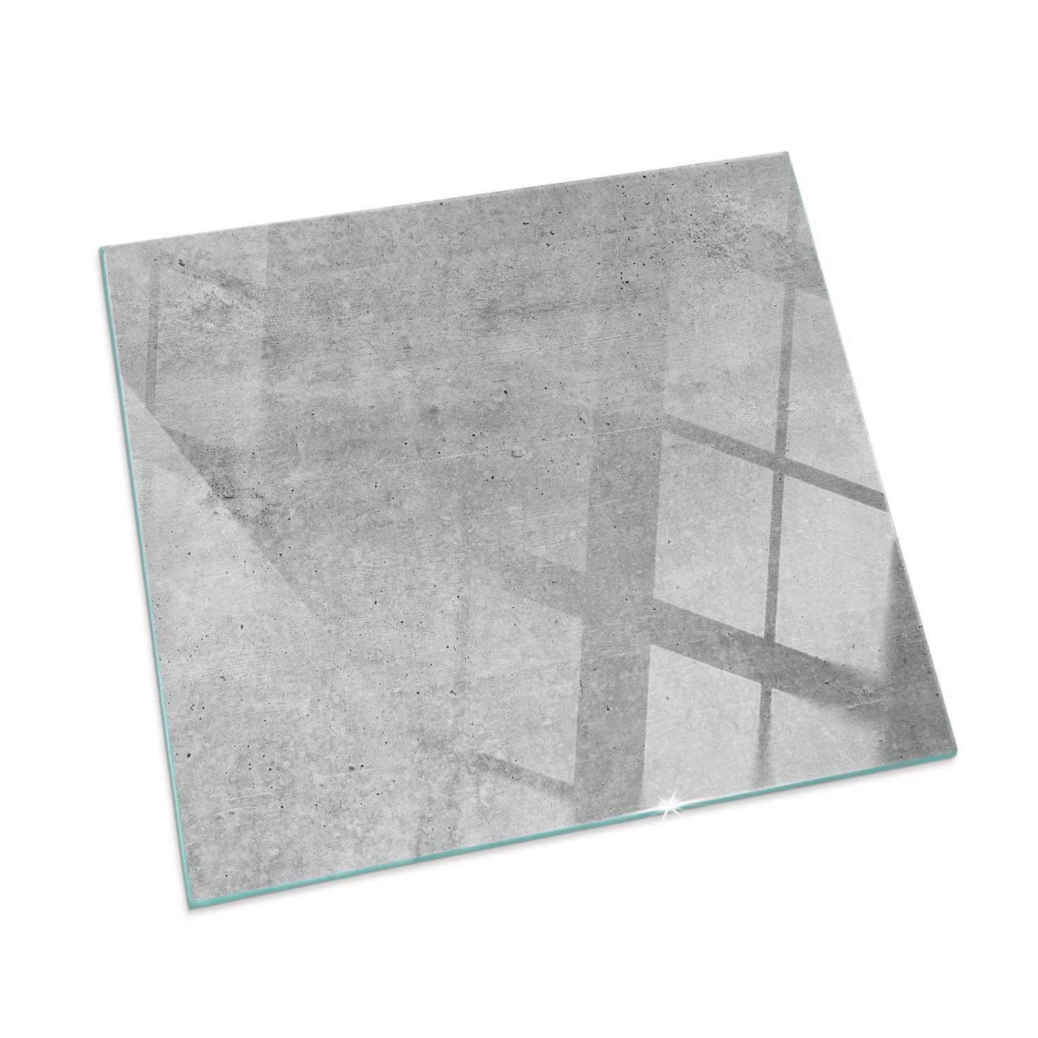 Tulup Glasplatte für Kamin Rohbetonstruktur Glas unter Kamin Quadrat 50x50 cm Grau Glasplatte für Kamin Glasplatte unter Kamin