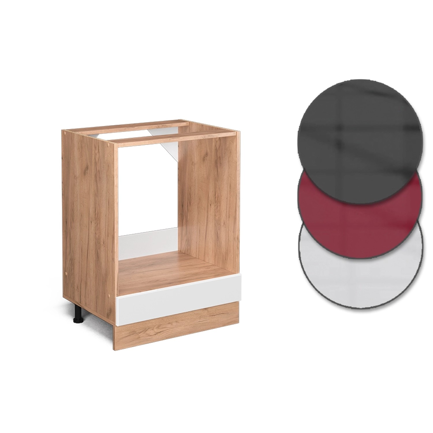 Vicco Herdumbauschrank R-Line Weiß Hochglanz/Goldkraft Eiche 60 cm AP Eiche