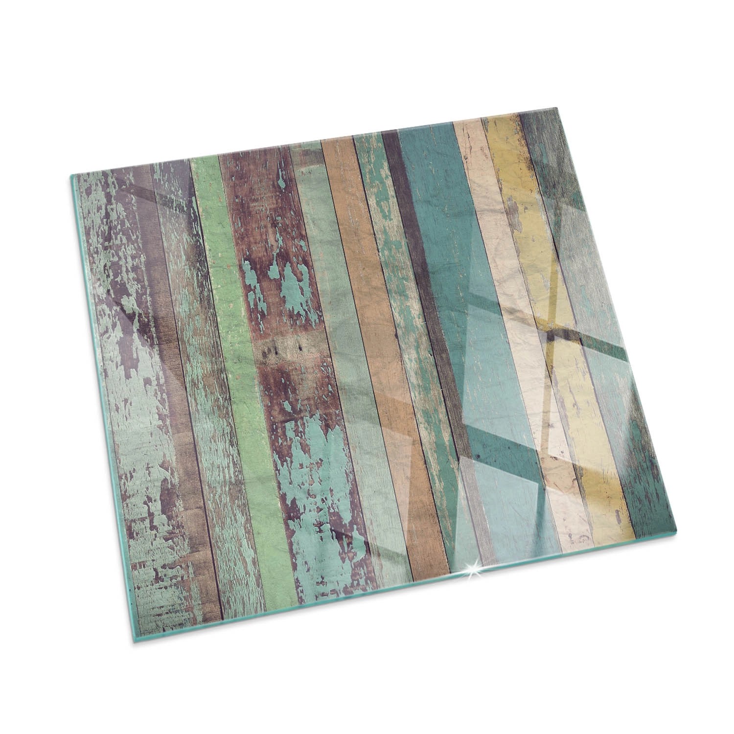 Tulup Glasplatte für Kamin Bretter in Farbtönen Glasbodenplatte für Kaminöfen Quadrat 50x50 cm Türkis Glasplatte für Kamin Glas unter Kamin