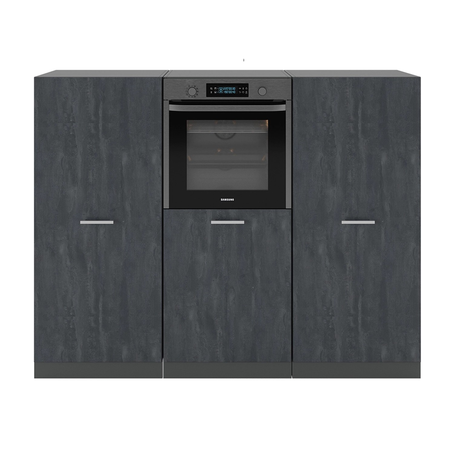 Vicco R-Line Einbauküche Schwarz Beton/Anthrazit 180 cm ohne Arbeitsplatte ohne E-Geräte