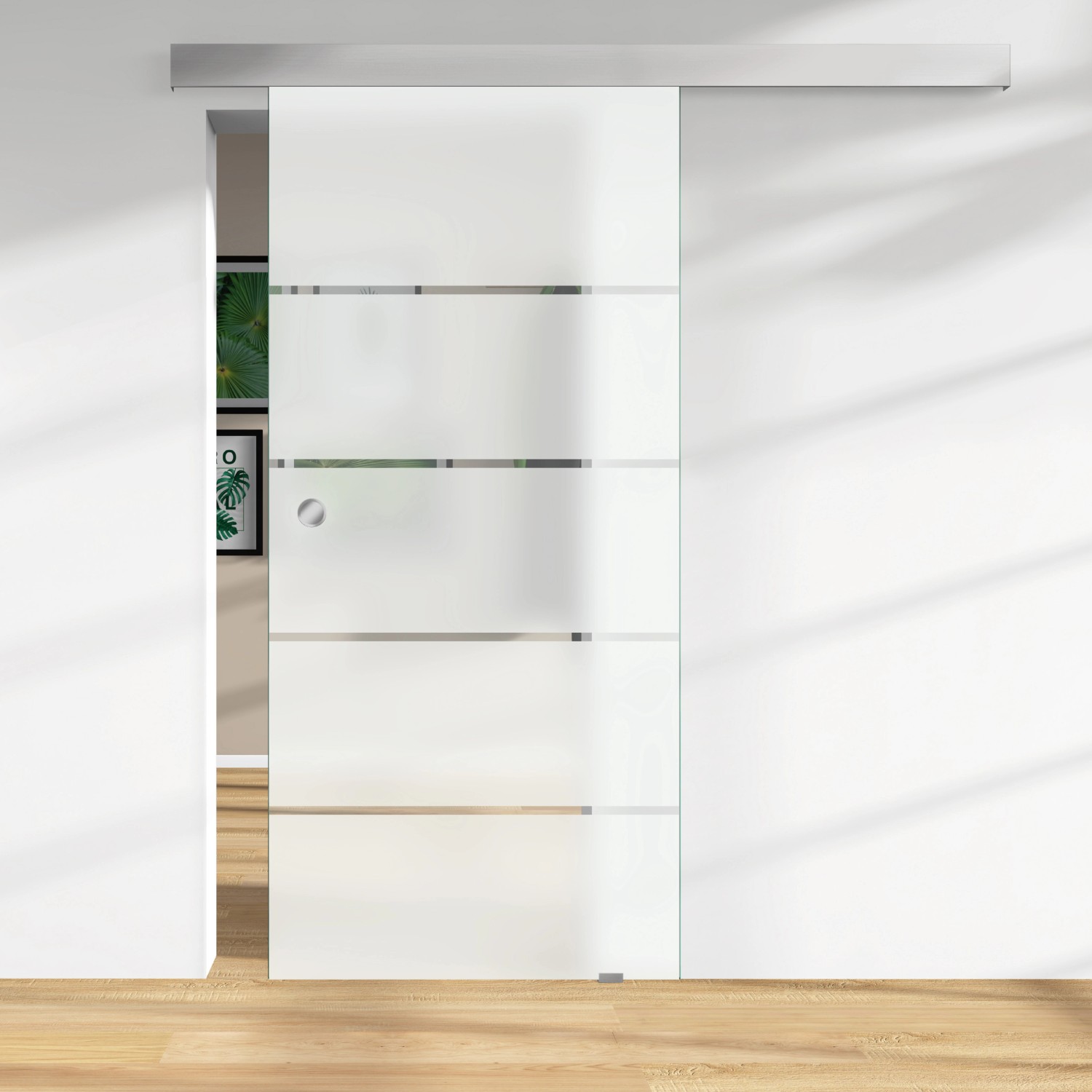 Glasschiebetür Weißglas Siebdruck S36/15  8 mm ESG - Maßanfertigung