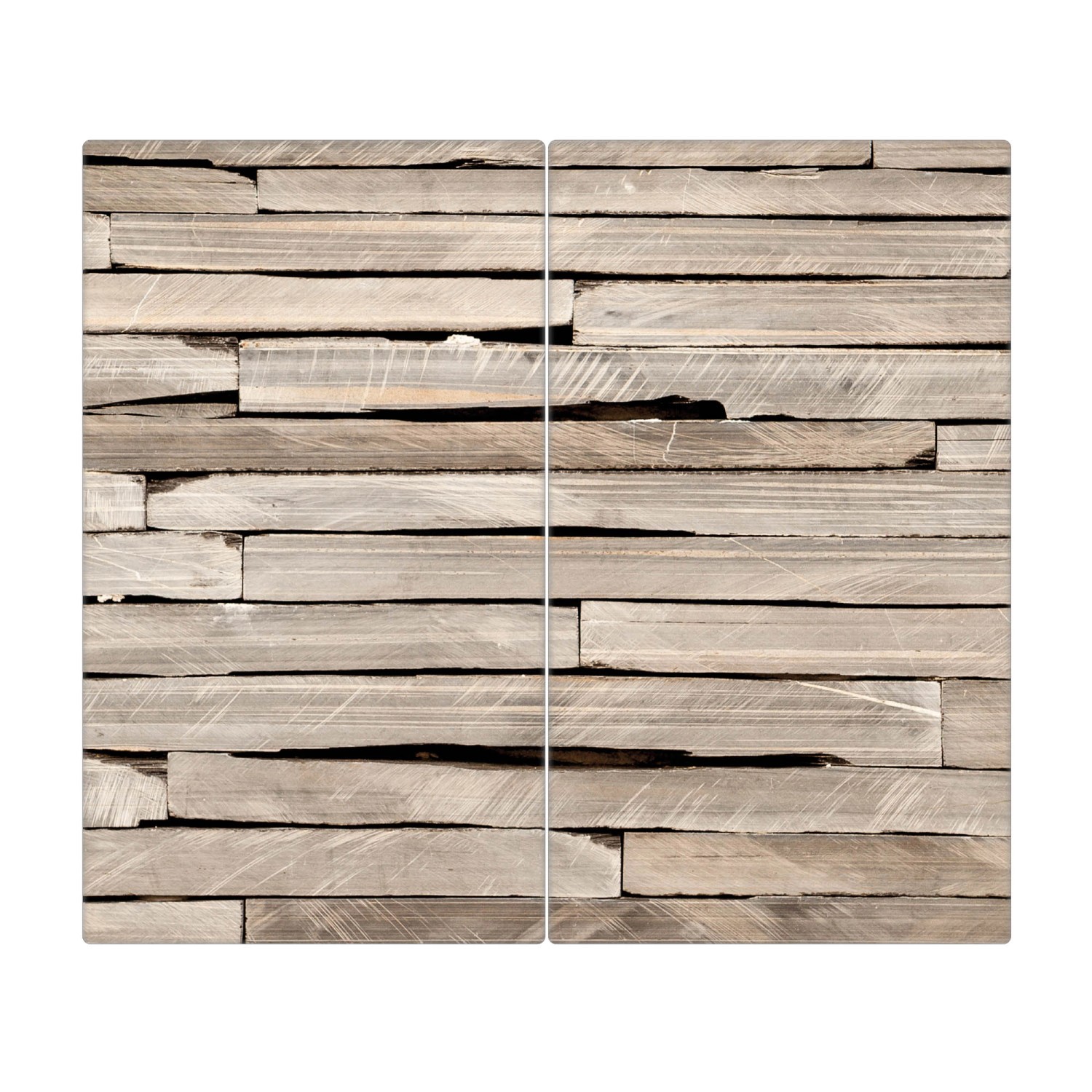 Banjado Herdabdeckplatte Glas 2 Teilig Je 30x52CM Schneidebrett Herdabdeckung Mit Motiv Steinplatten