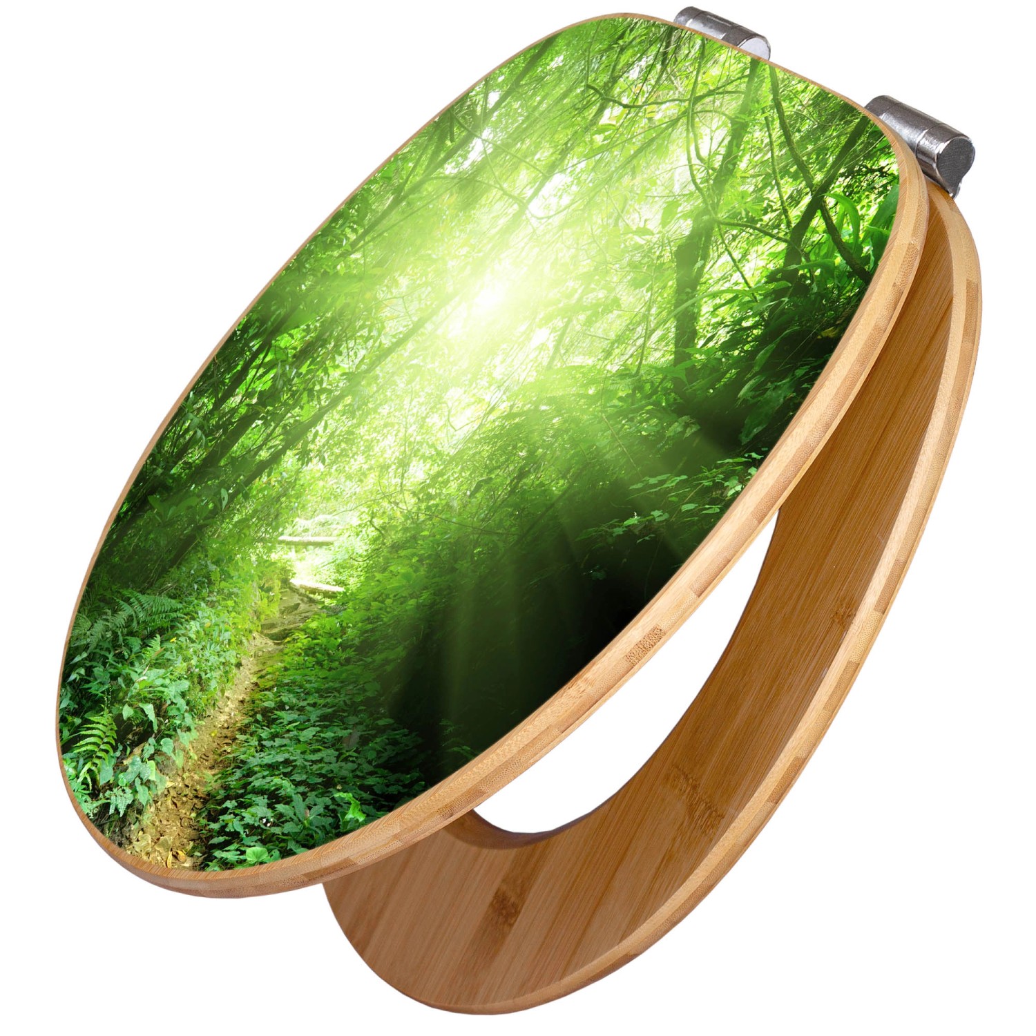 Banjado Design WC Sitz Bambus Holz Toilettendeckel Mit Absenkautomatik Klodeckel WC-Sitz Soft Close Mit Motiv Dschungel Malaysia